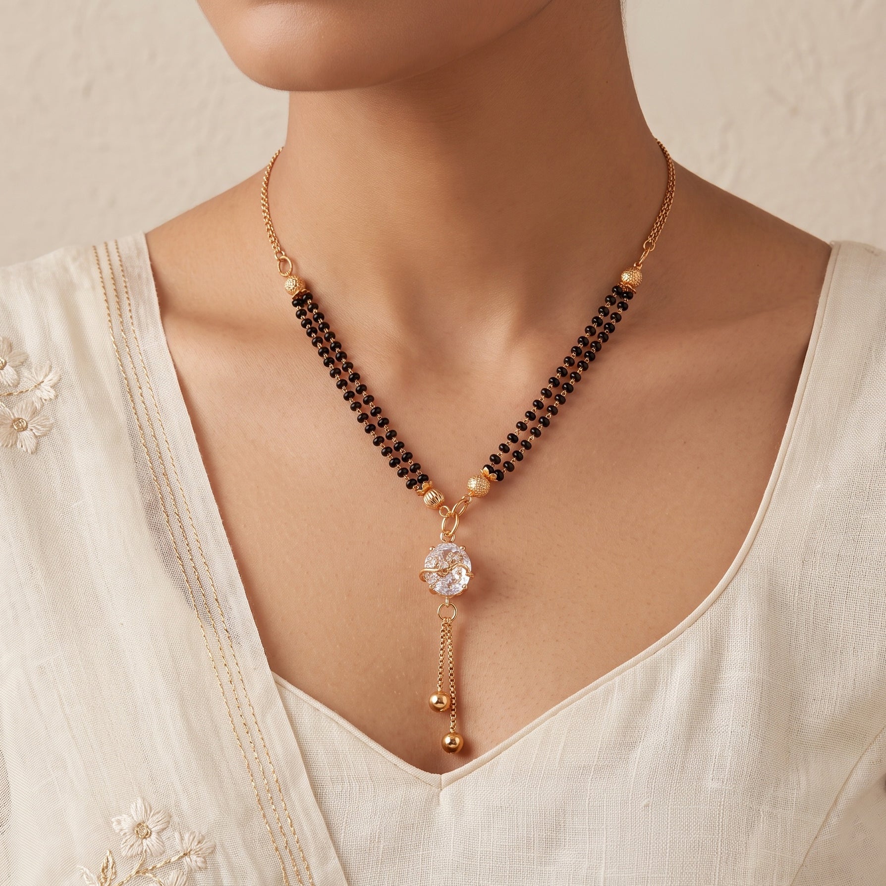 Eternal Bloom – Premium Gold-Tone Designer Mangalsutra for Women
