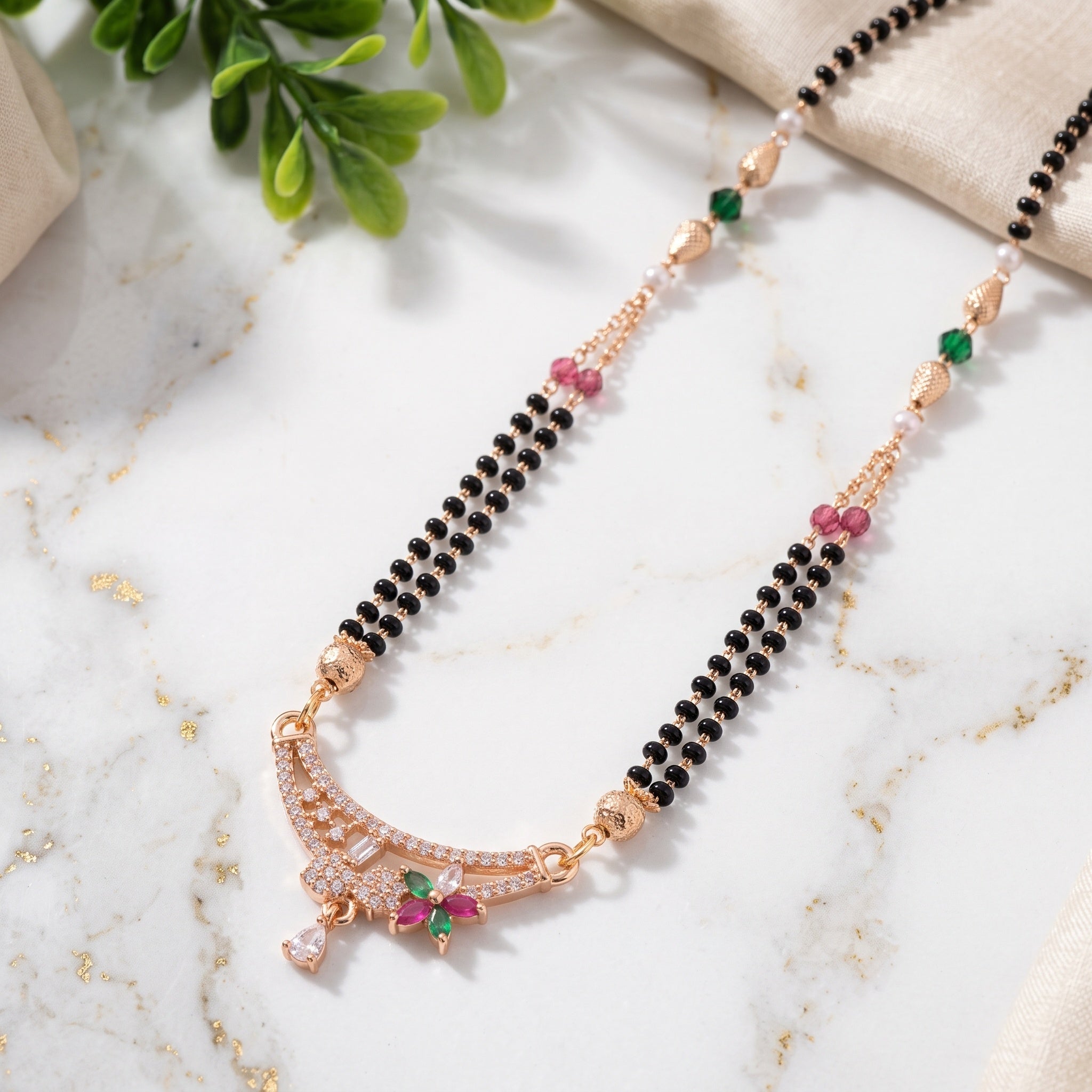 Floral Arc – Premium Rose Gold Designer Mangalsutra for Women