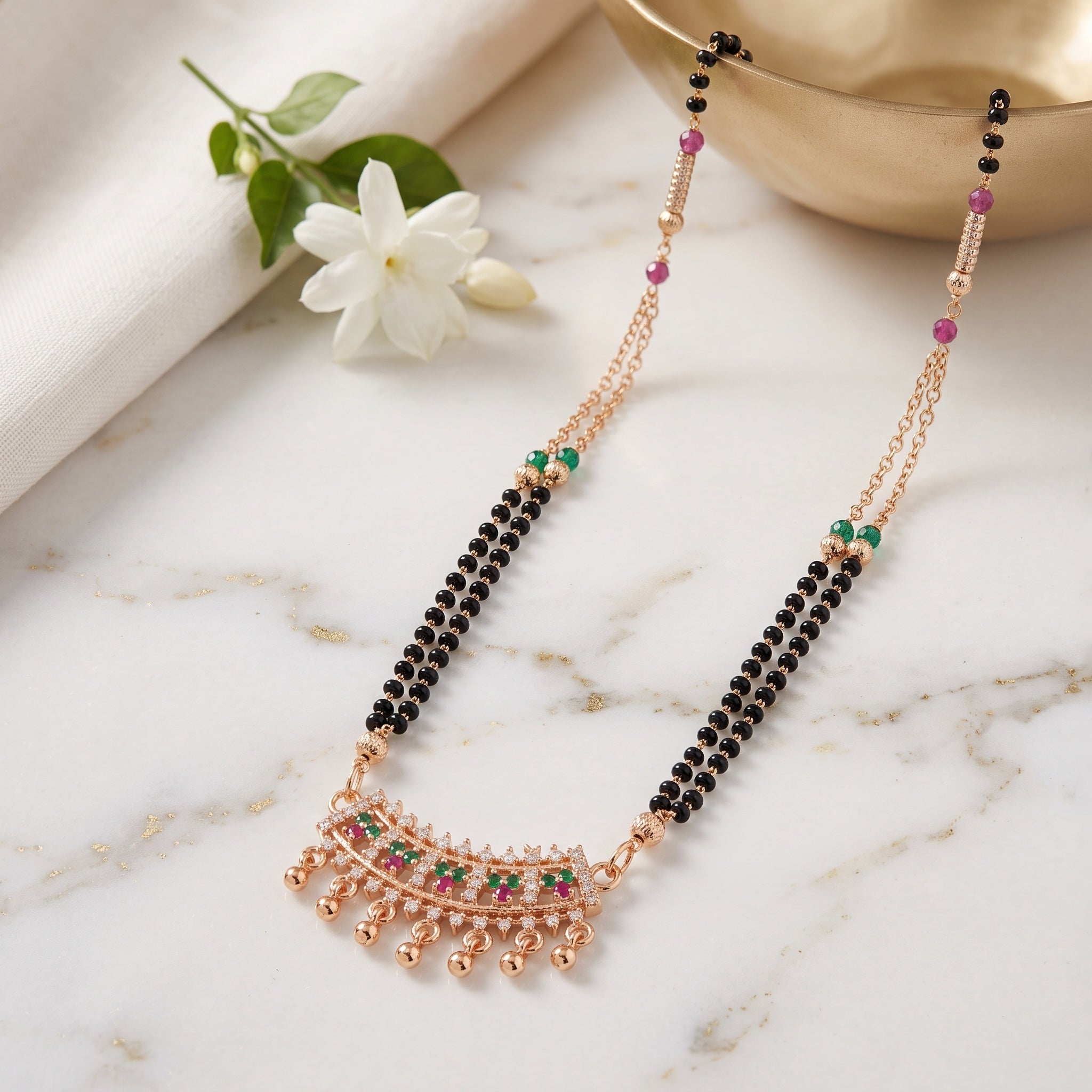 Royal Crescent – Premium Women's Mangalsutra Necklace in Rose Gold