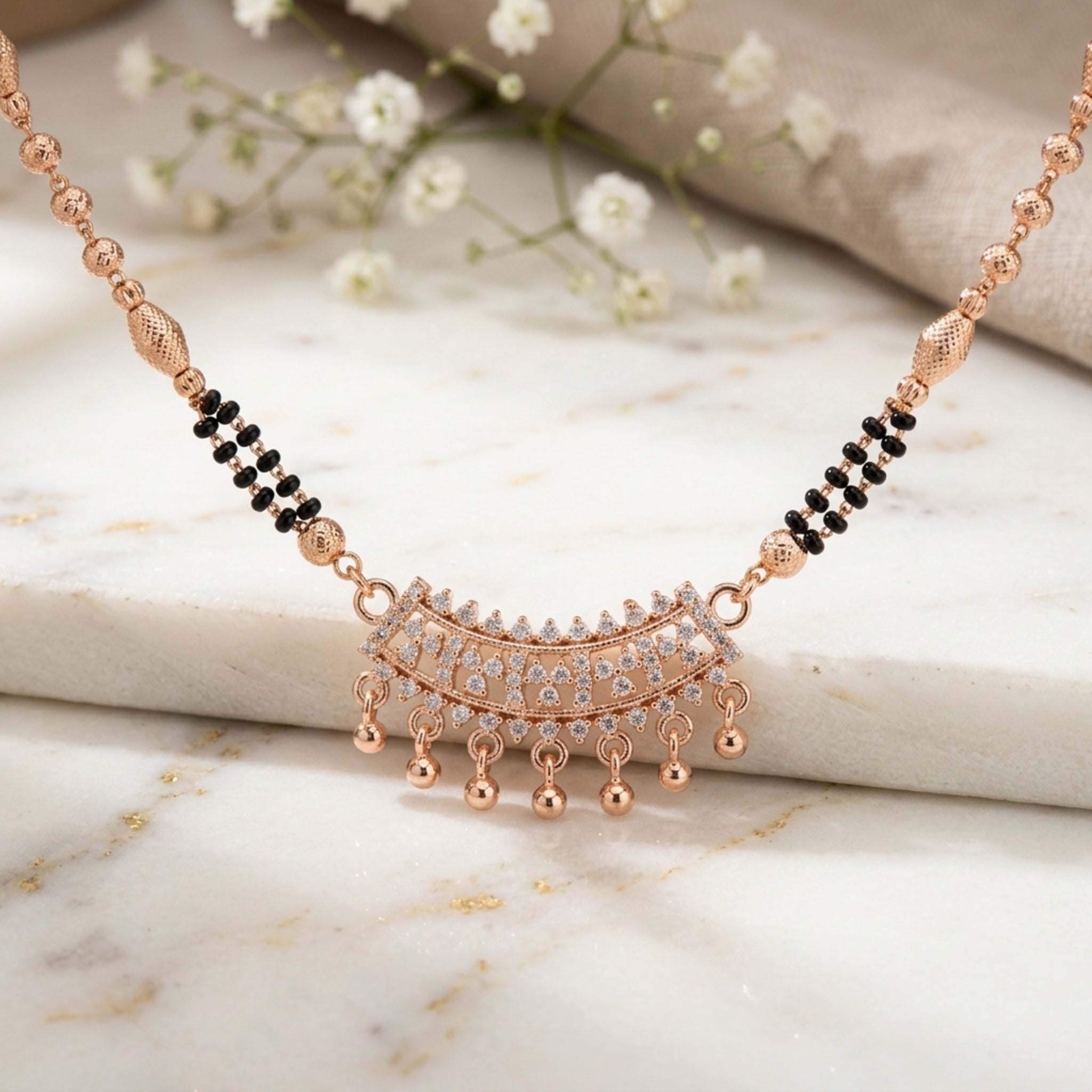 Aurelia Charm – Premium Rose Gold Designer Mangalsutra for Women