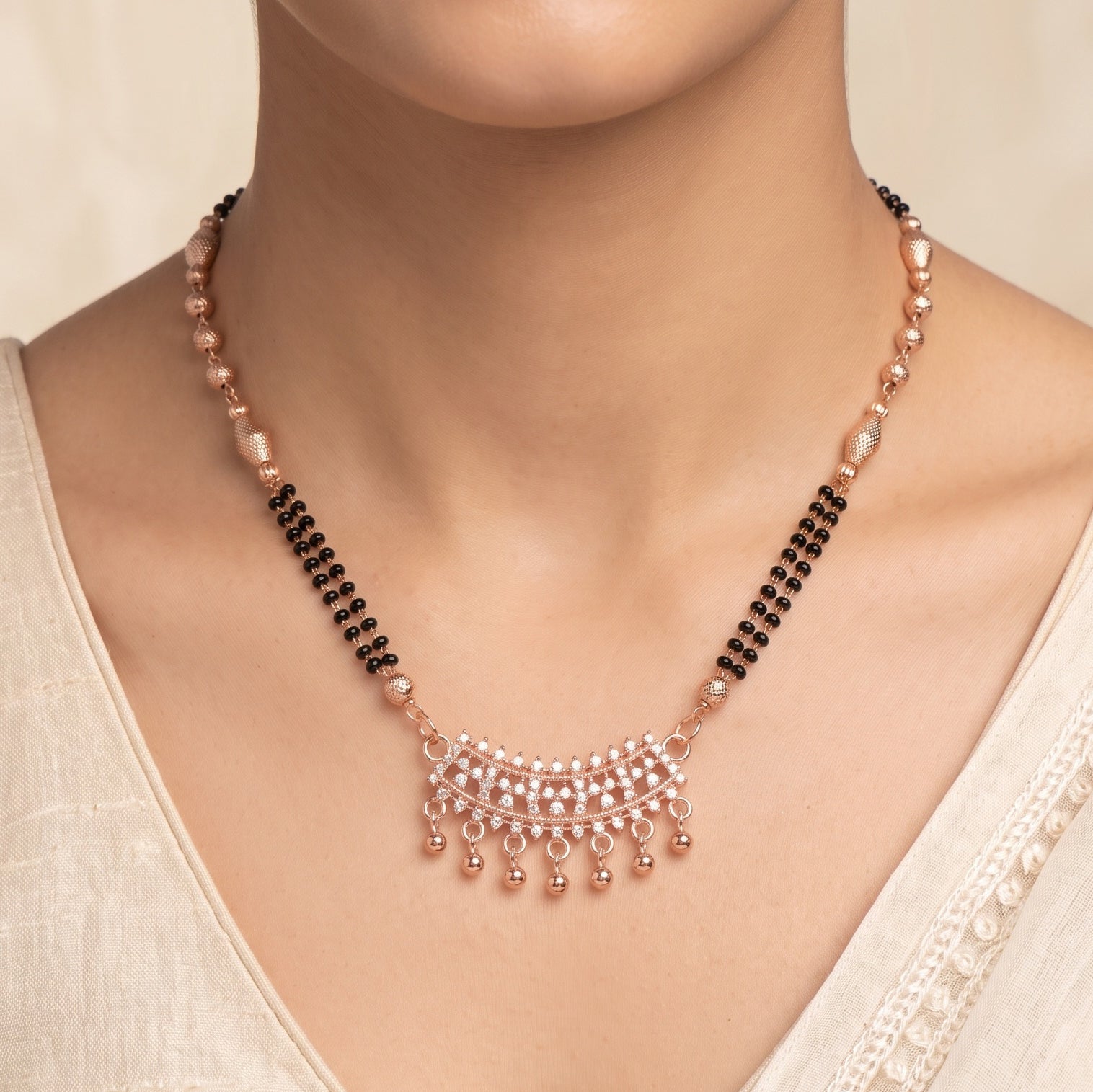 Aurelia Charm – Premium Rose Gold Designer Mangalsutra for Women
