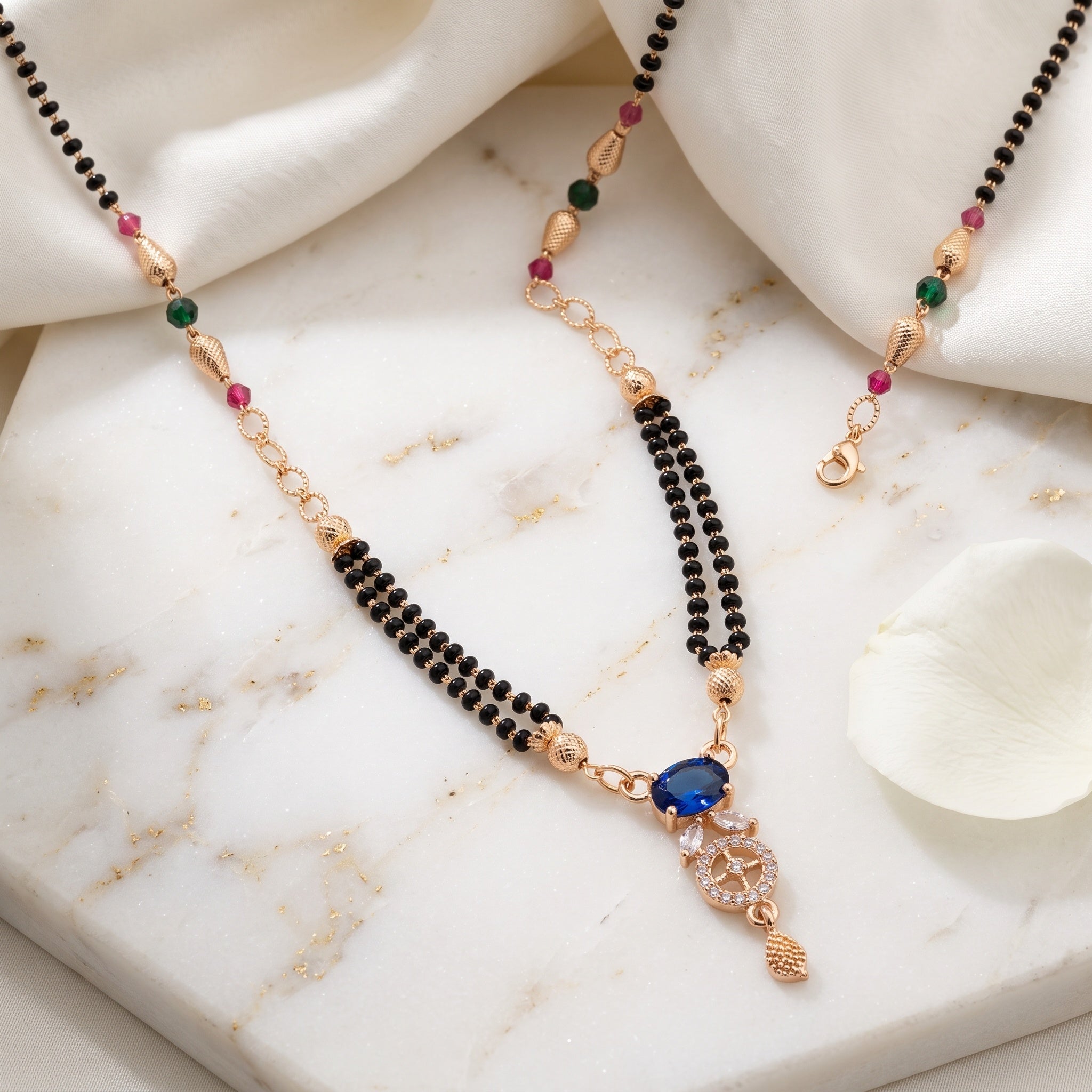 Sapphire Grace – Premium Blue Stone Designer Mangalsutra for Women