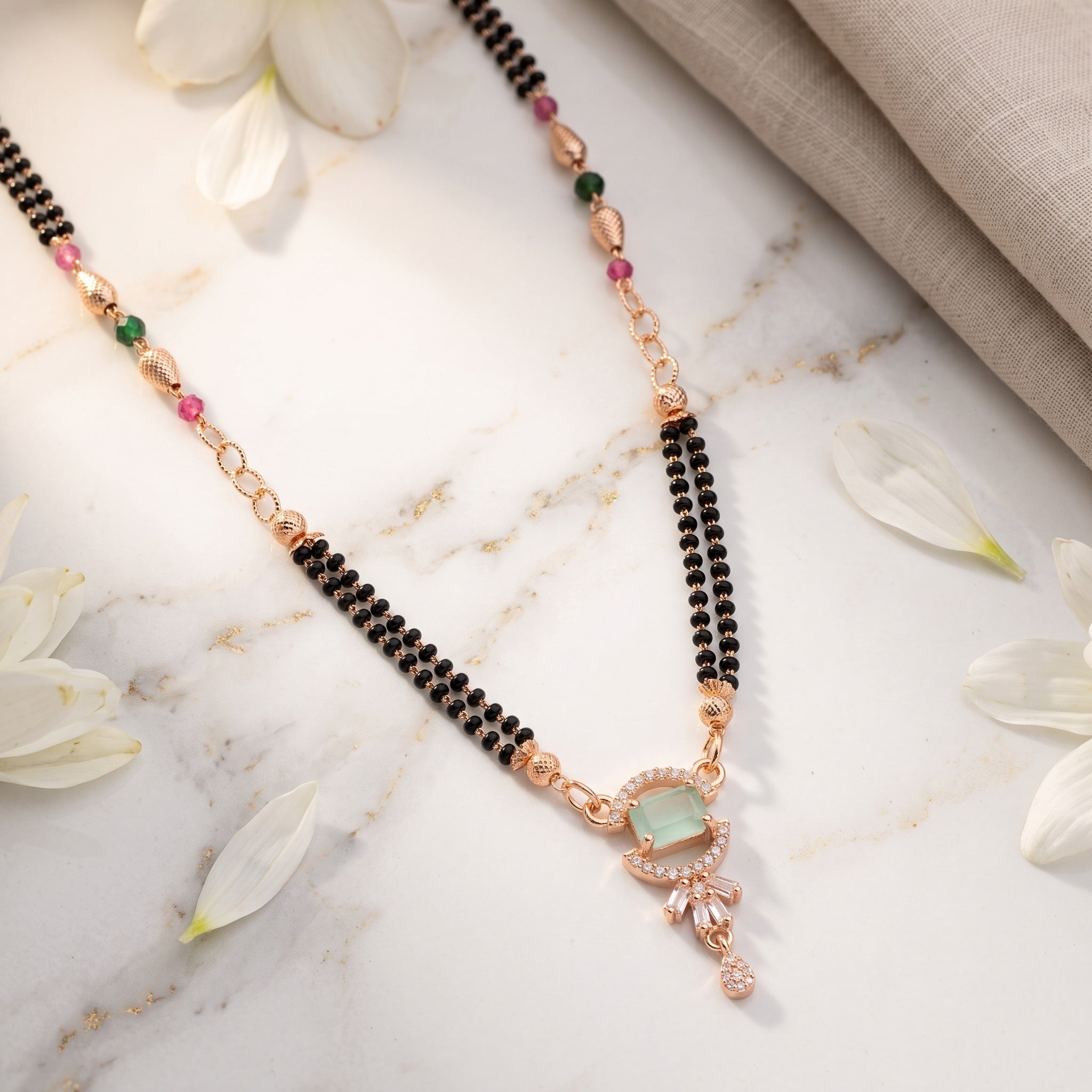 Celeste Green – Premium Rose Gold Mangalsutra Necklace for Women