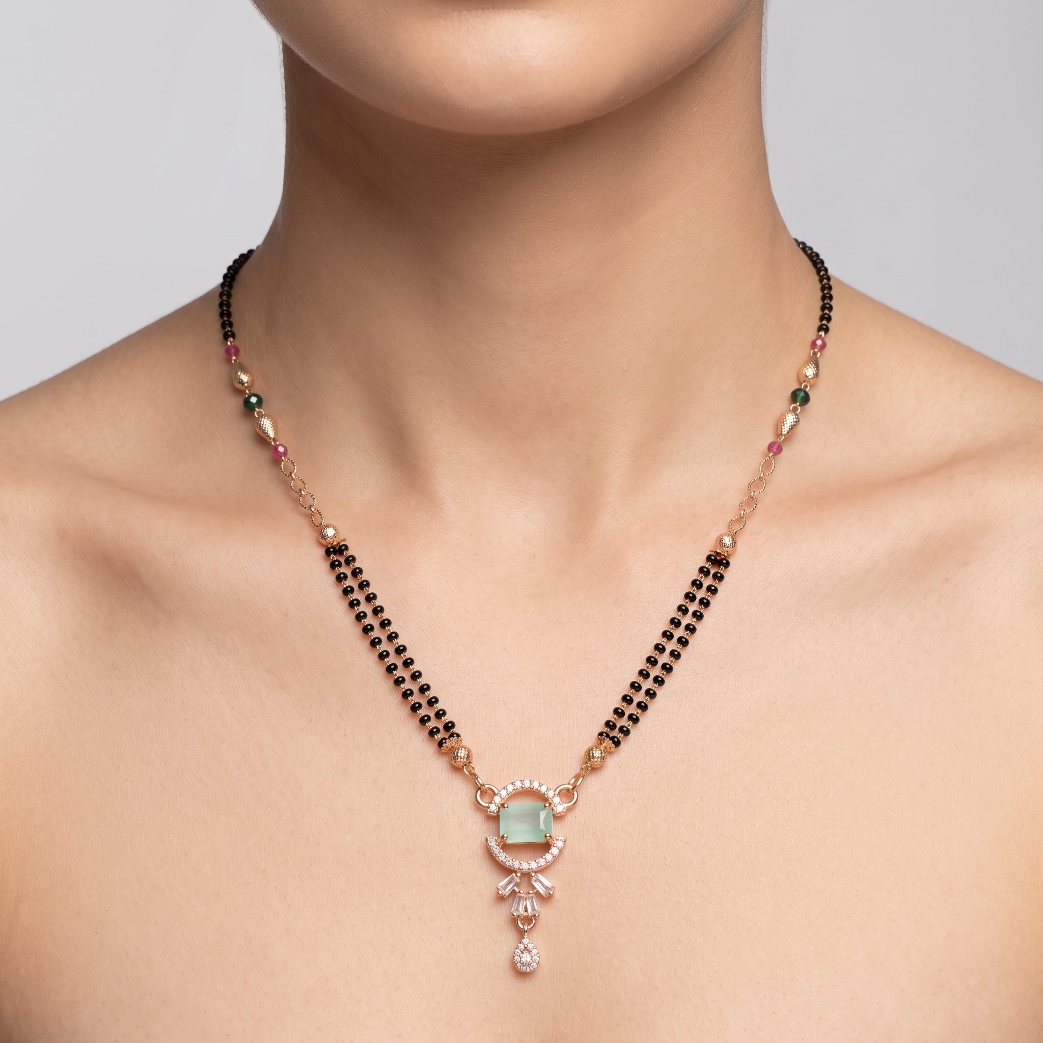 Celeste Green – Premium Rose Gold Mangalsutra Necklace for Women