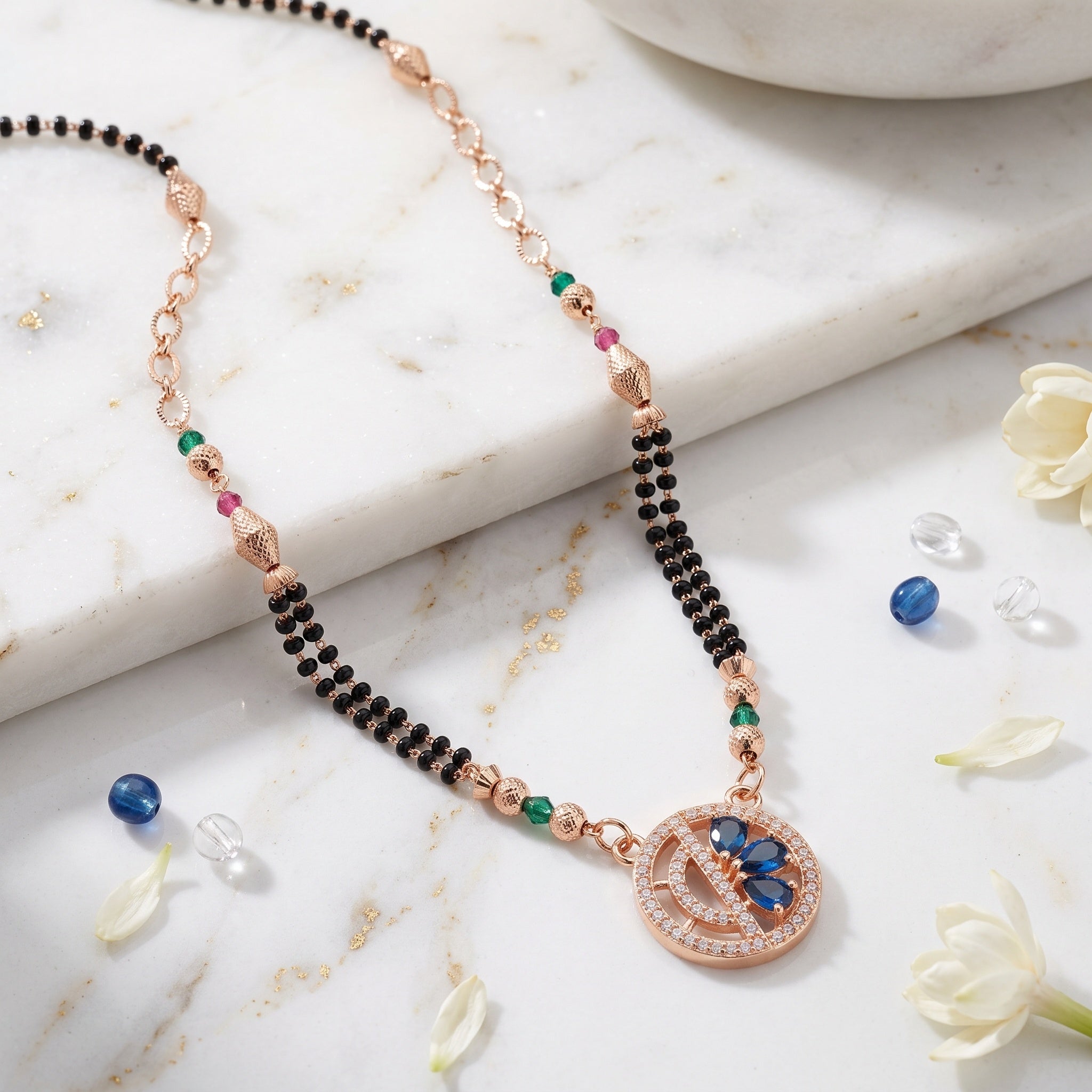 Royal Bloom – Premium Contemporary Mangalsutra in Rose Gold Tone