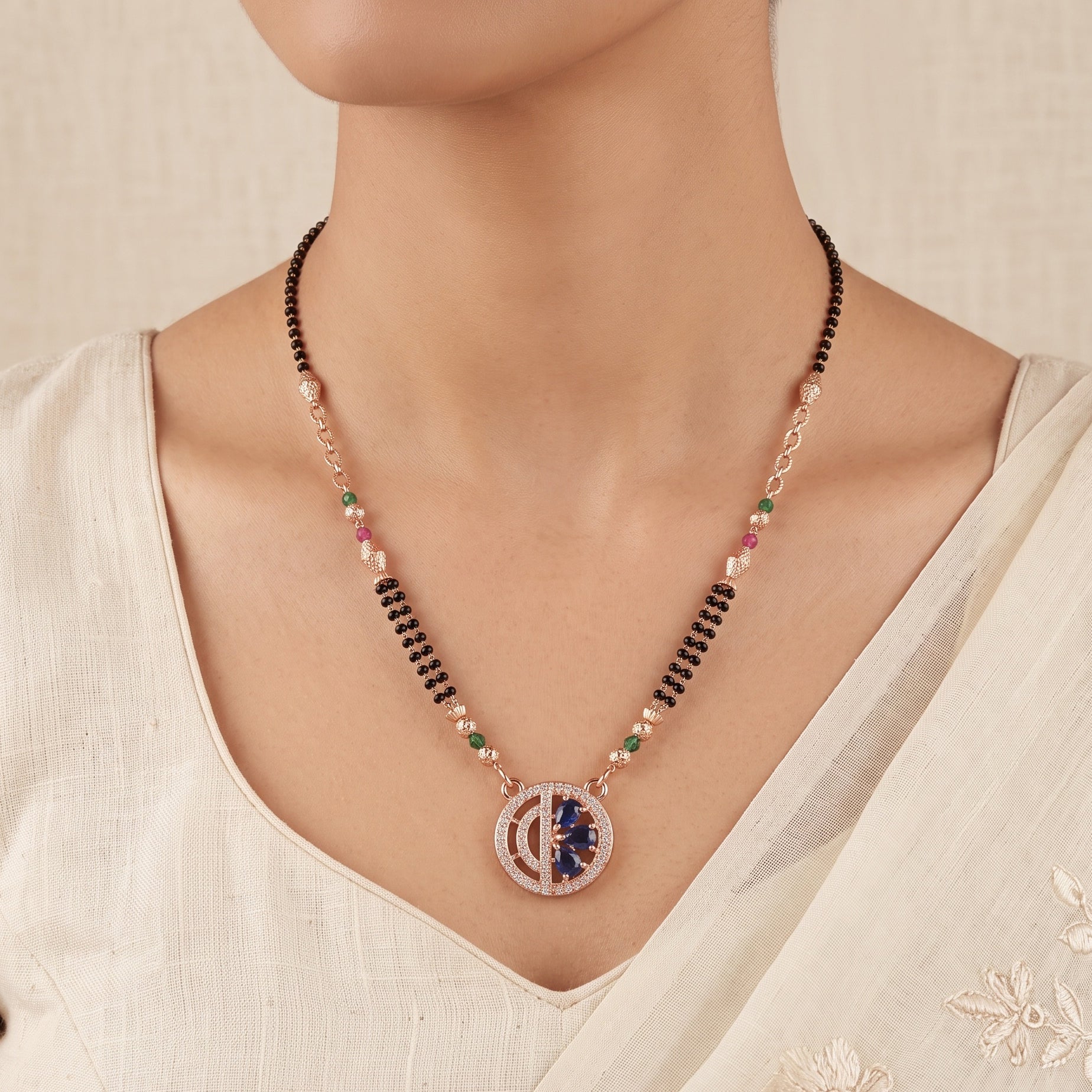 Royal Bloom – Premium Contemporary Mangalsutra in Rose Gold Tone