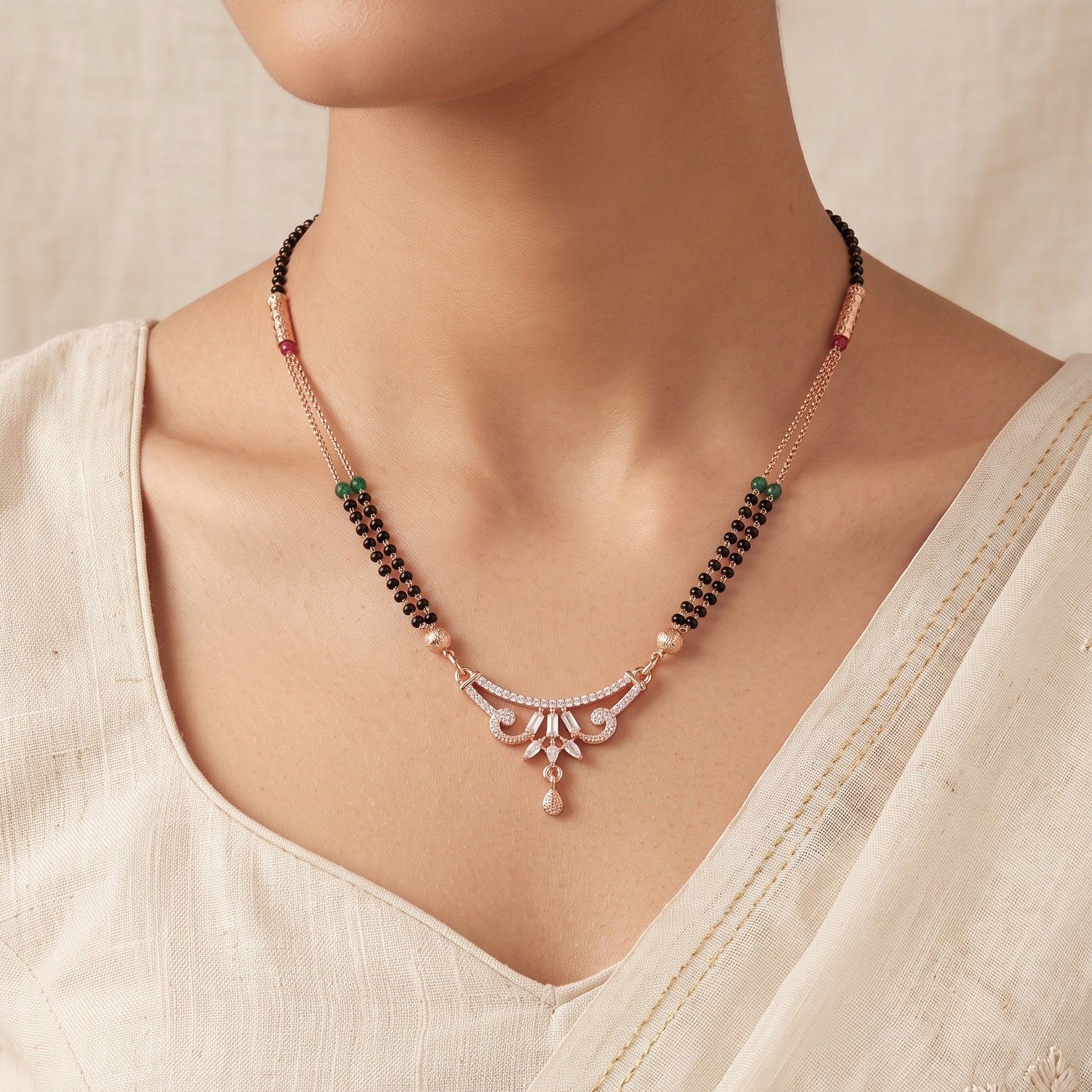Rose Grace Mangalsutra – Premium Rose Gold Tone Designer mangalsutra for Women