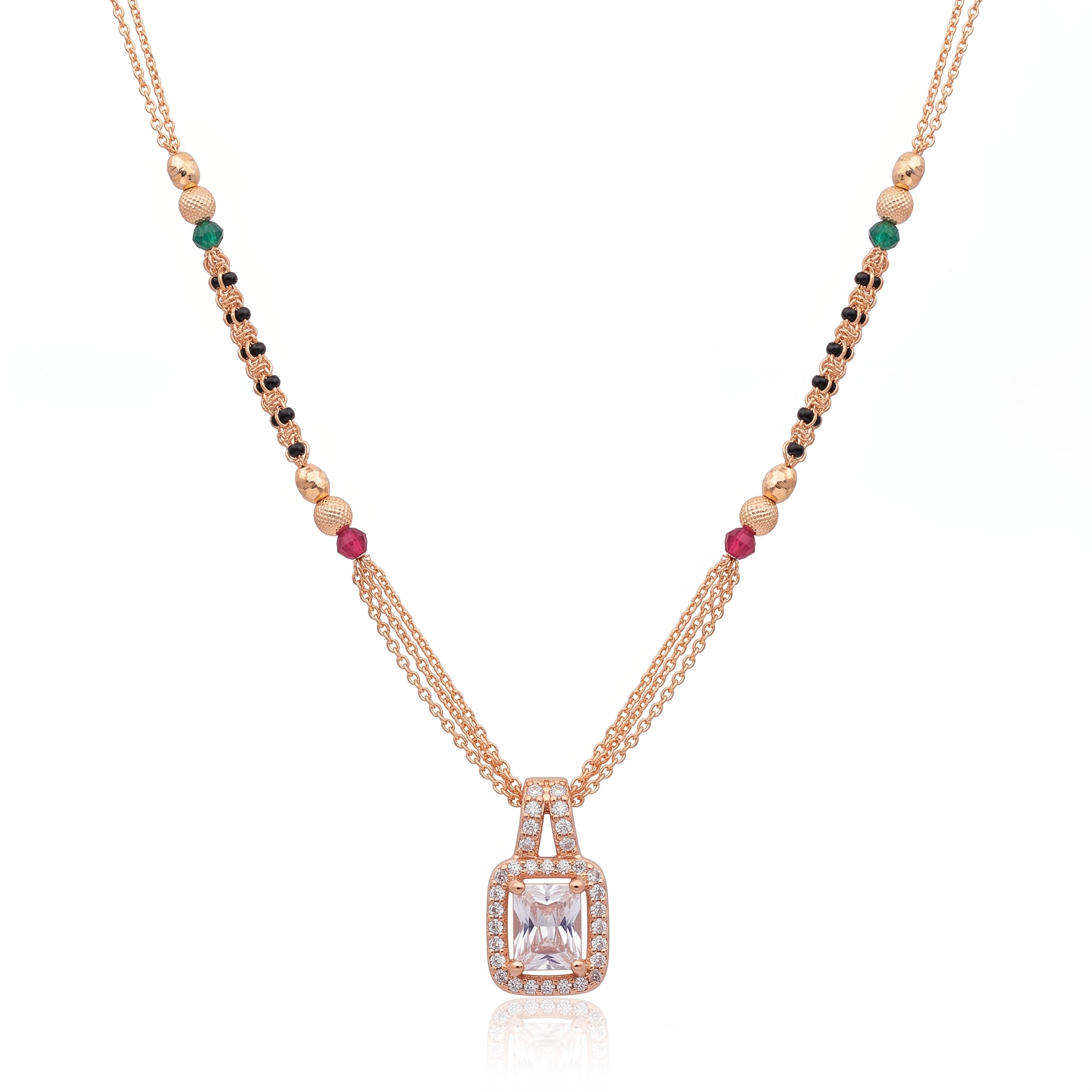 Luxe Crystal Mangalsutra – Rose Gold Tone Designer for Women