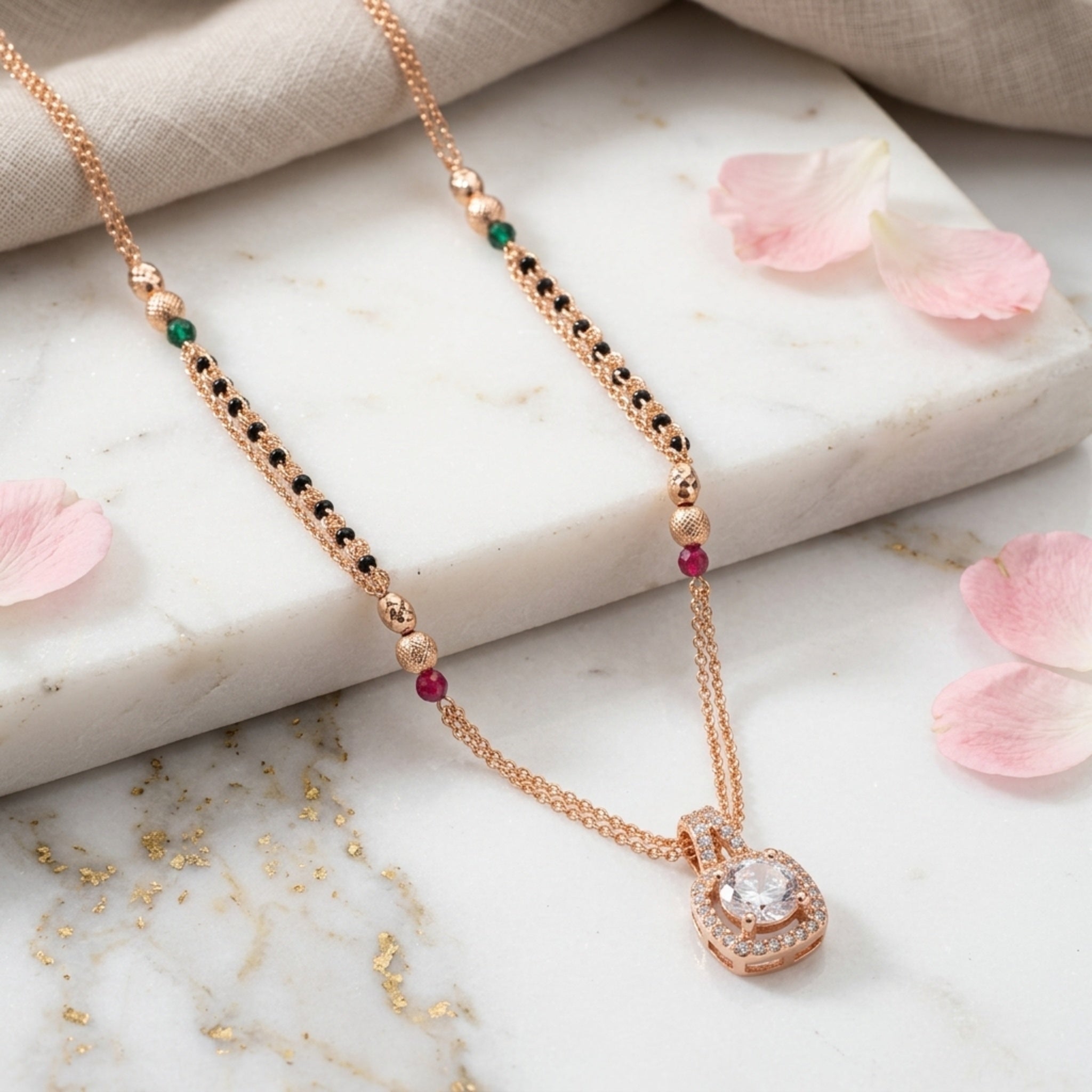 Lumière Halo – Premium Women’s Rose Gold Mangalsutra