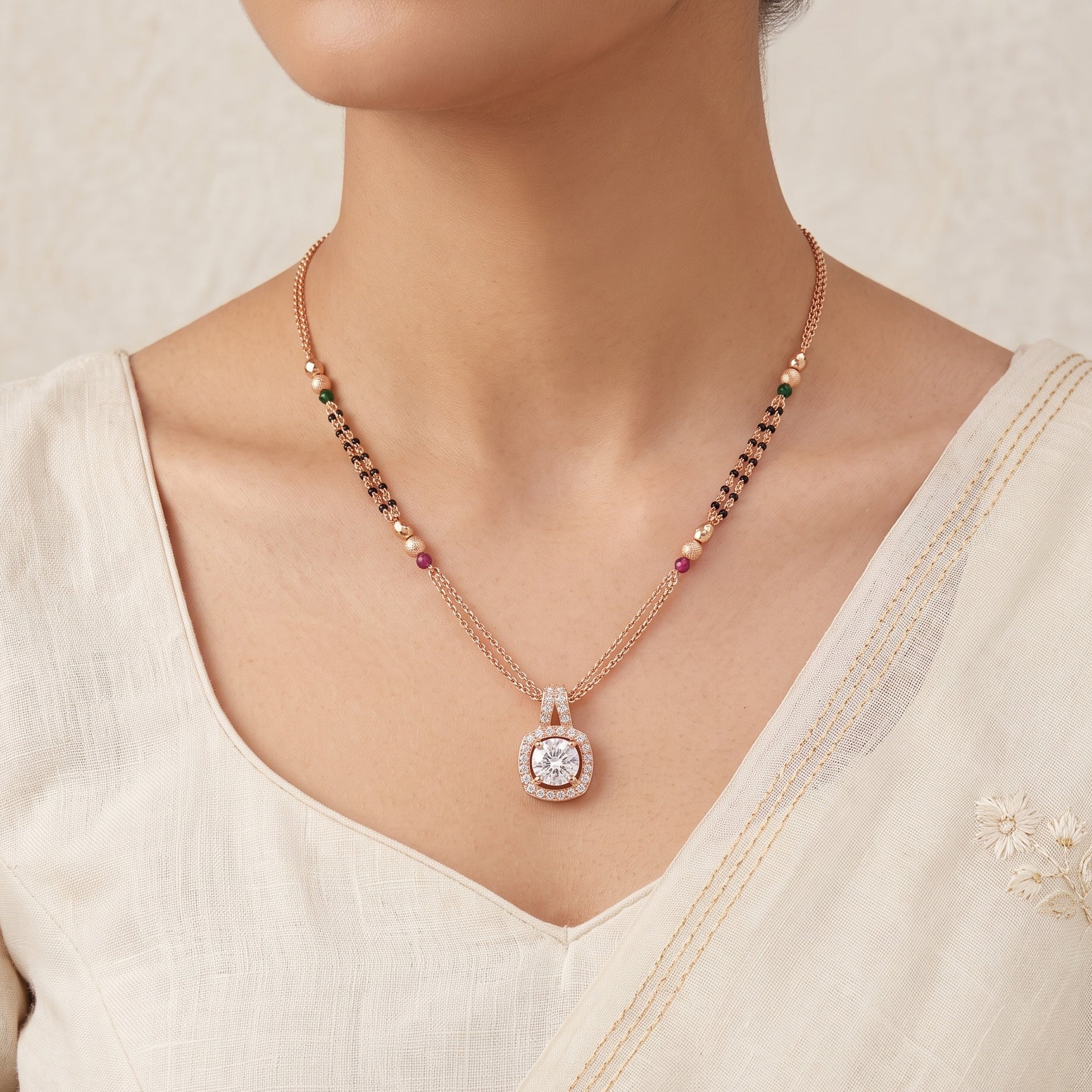 Lumière Halo – Premium Women’s Rose Gold Mangalsutra