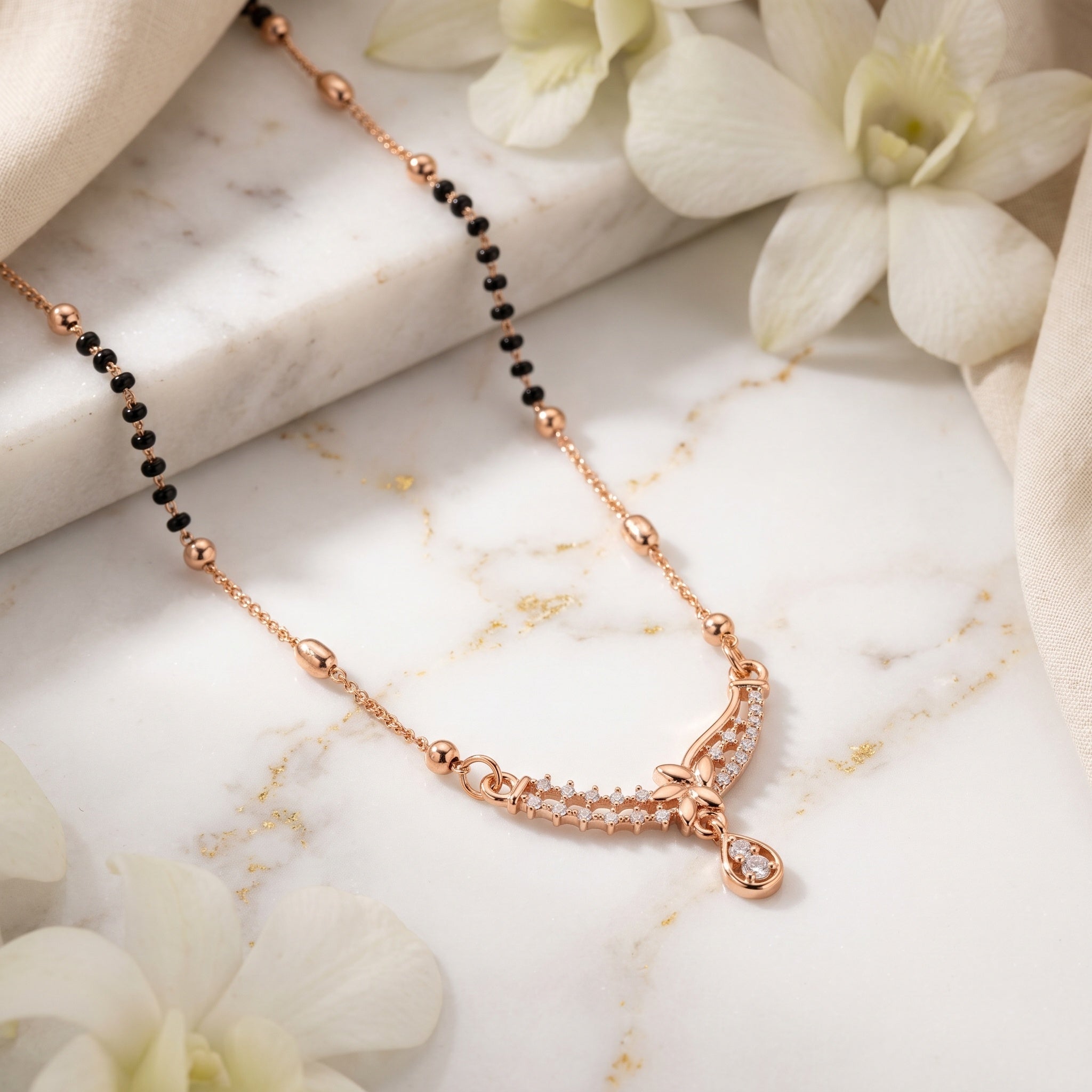 Rose Bloom – Premium Women’s Floral Mangalsutra