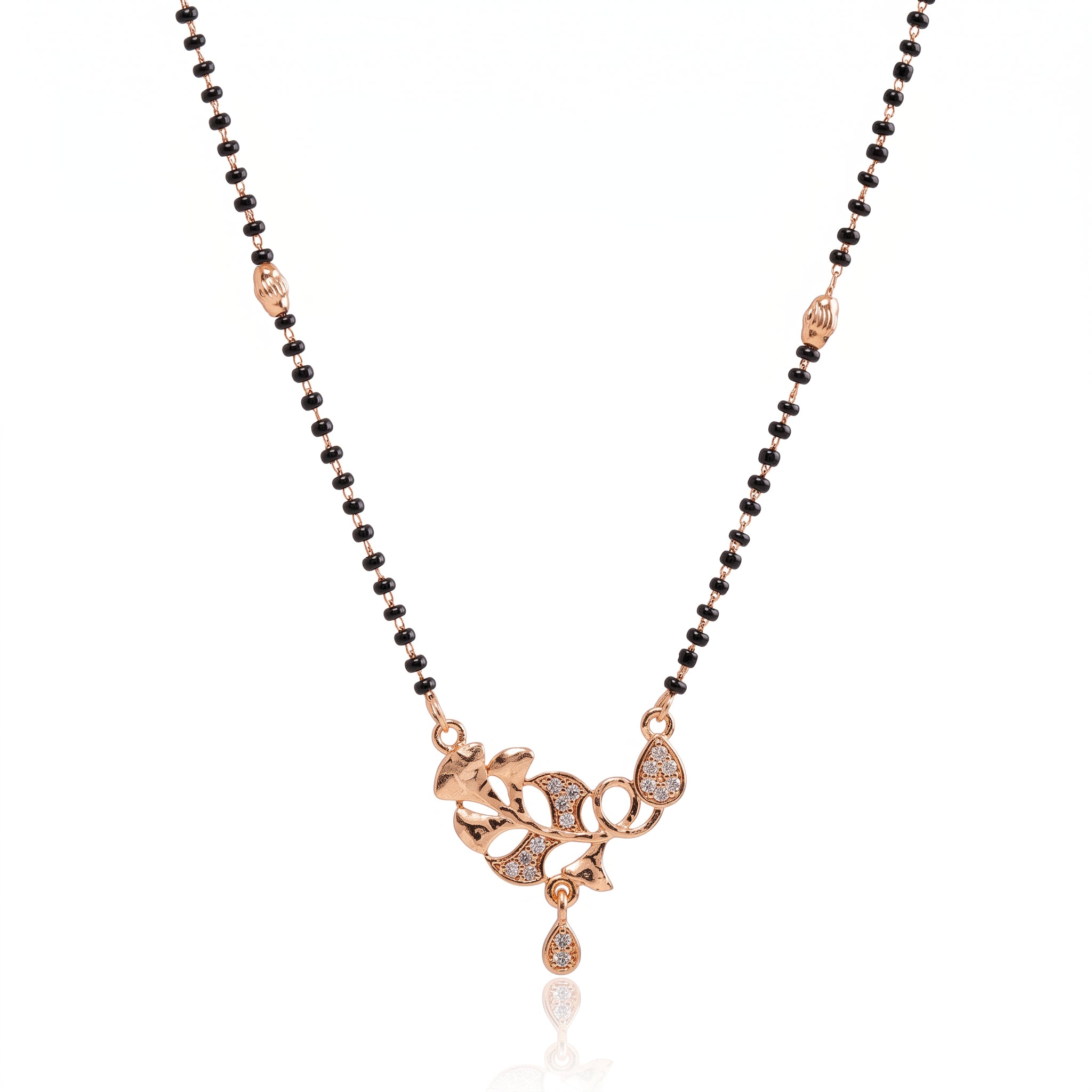 Roselle Vine – Premium Women's Rose Gold Floral Mangalsutra Necklace