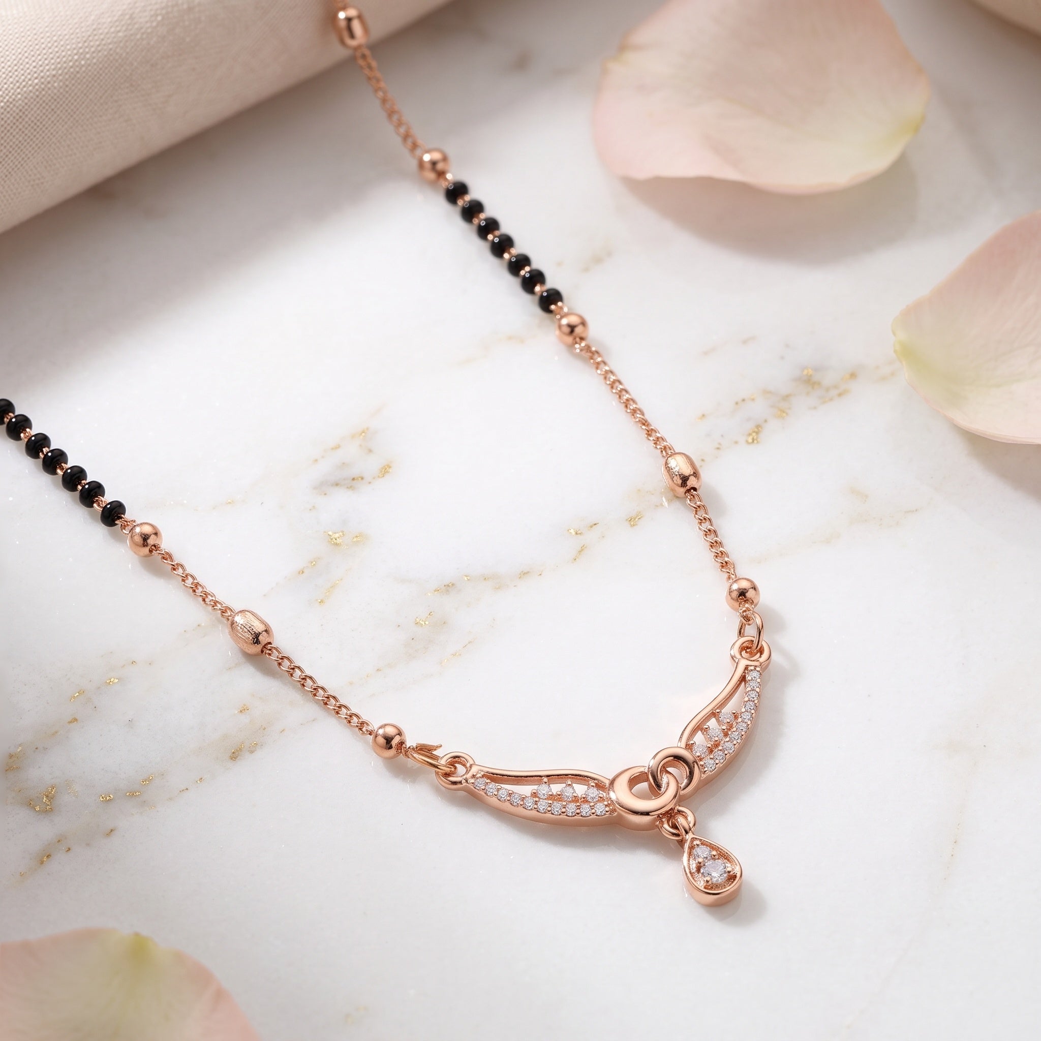 Eterna Teardrop – Premium Rose Gold Mangalsutra for Women