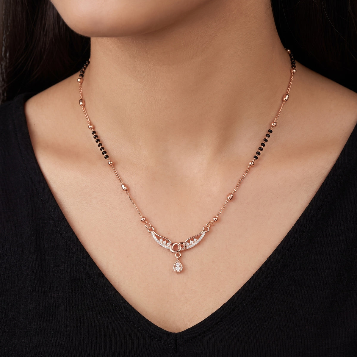 Eterna Teardrop – Premium Rose Gold Mangalsutra for Women
