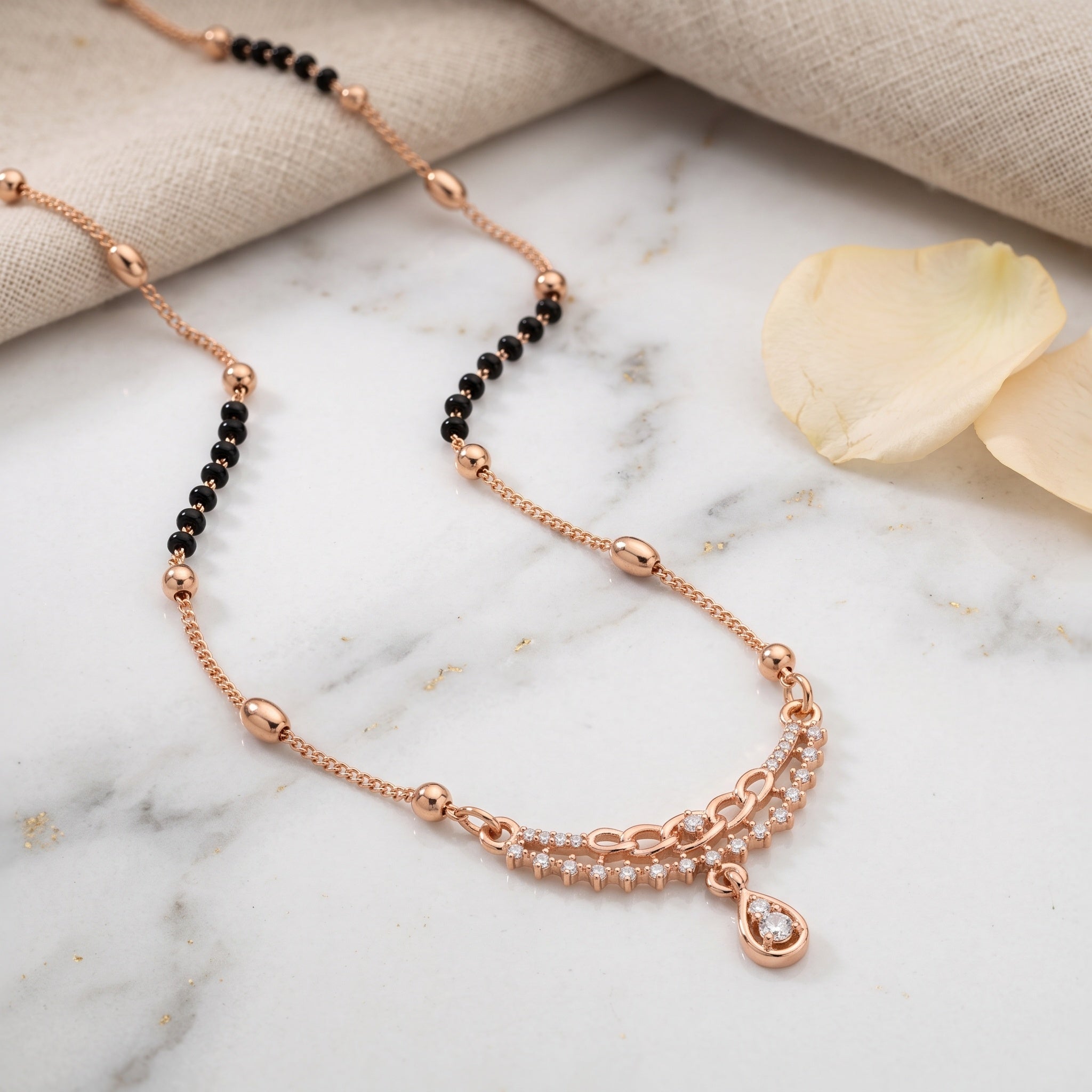 Celeste Teardrop – Premium Rose Gold Mangalsutra for Women