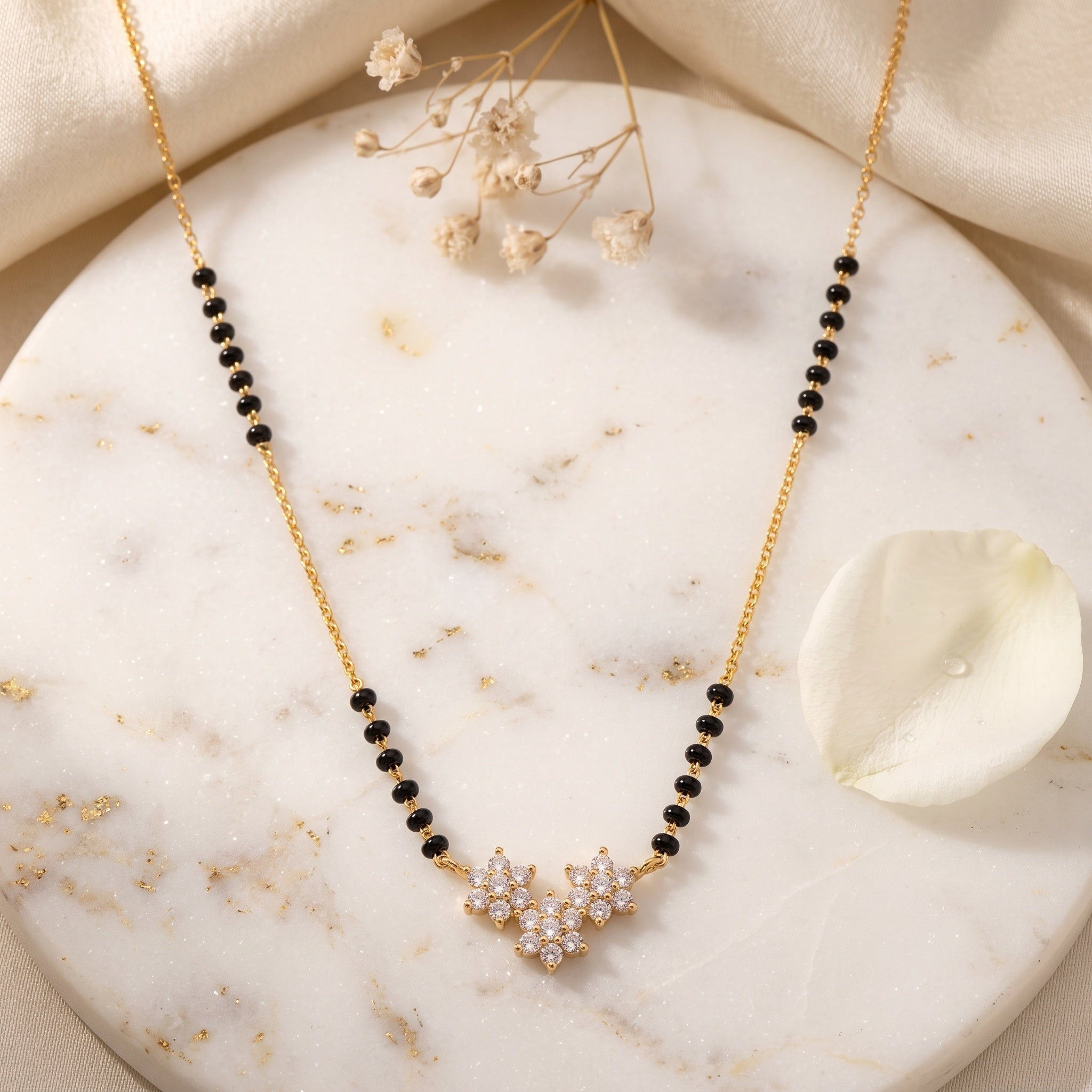 Floral Grace – Premium Gold-Tone Floral Mangalsutra for Women
