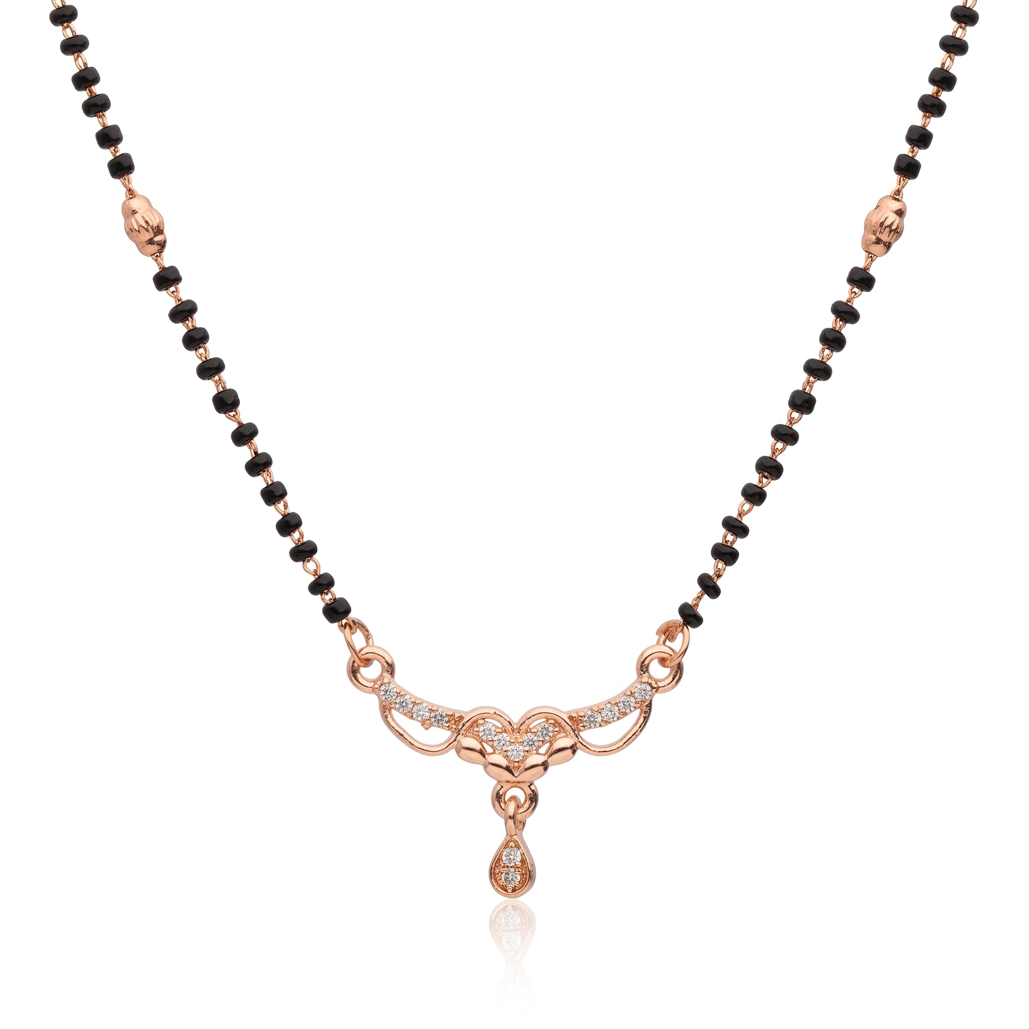 Eterna Heart Mangalsutra – Premium Rose Gold CZ Mangalsutra Necklace for Women