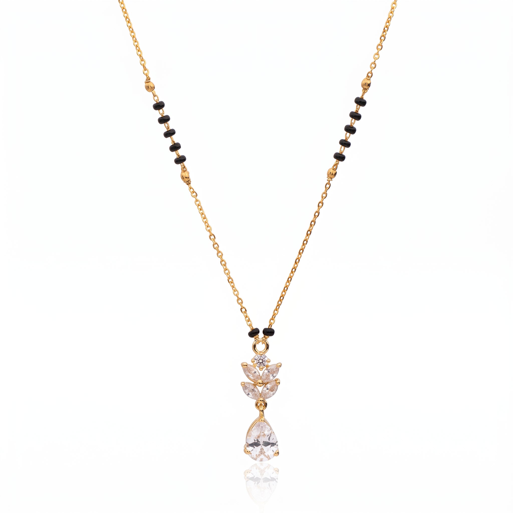 Eternal Leaf – Premium Gold-Tone Floral Mangalsutra for Women