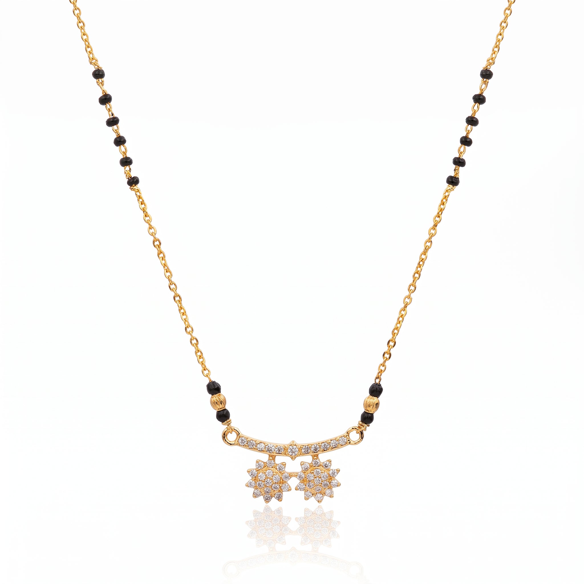 Petal Grace – Women’s Floral Mangalsutra in Gold-Tone Finish
