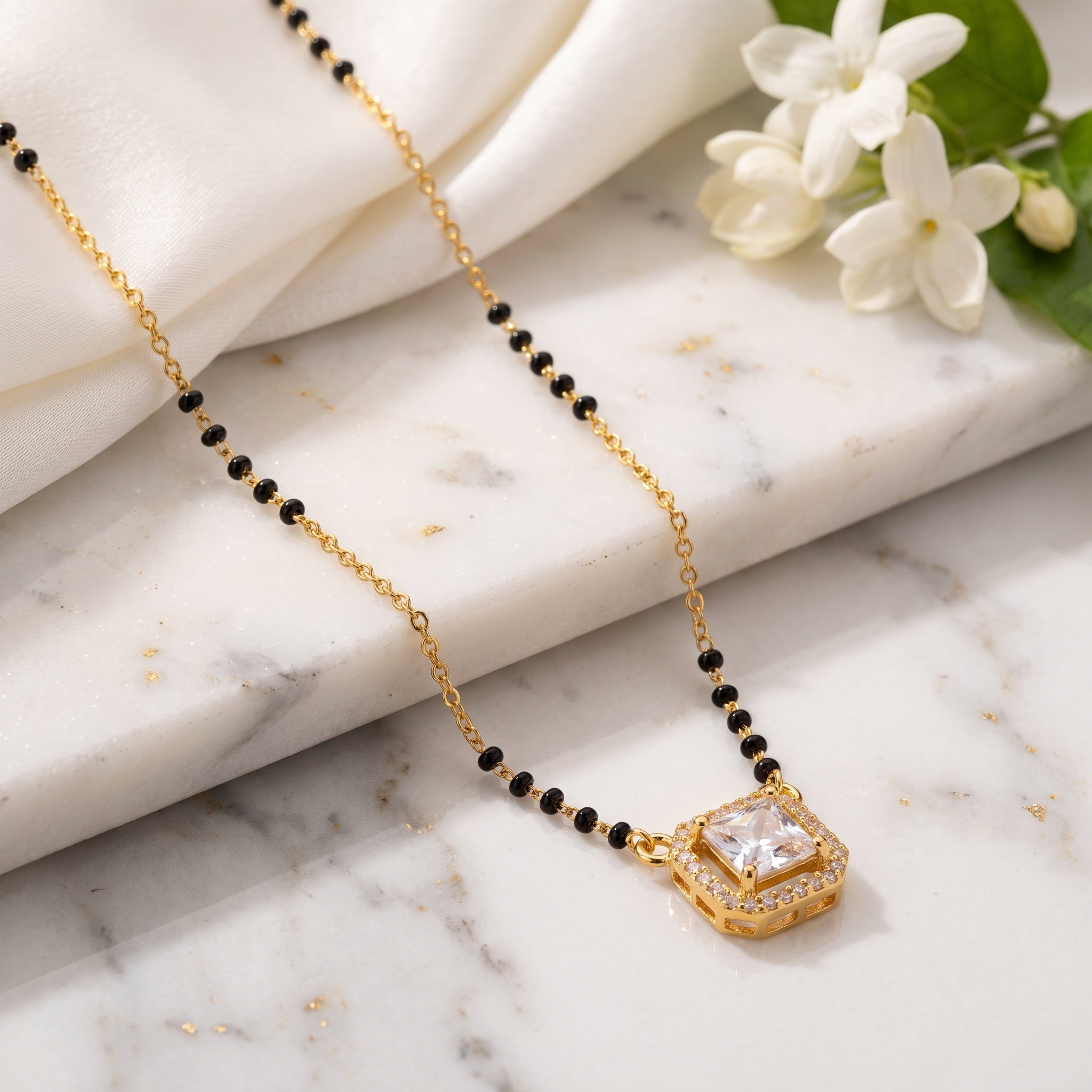 Regal Square – Gold-Tone Modern Mangalsutra for Women