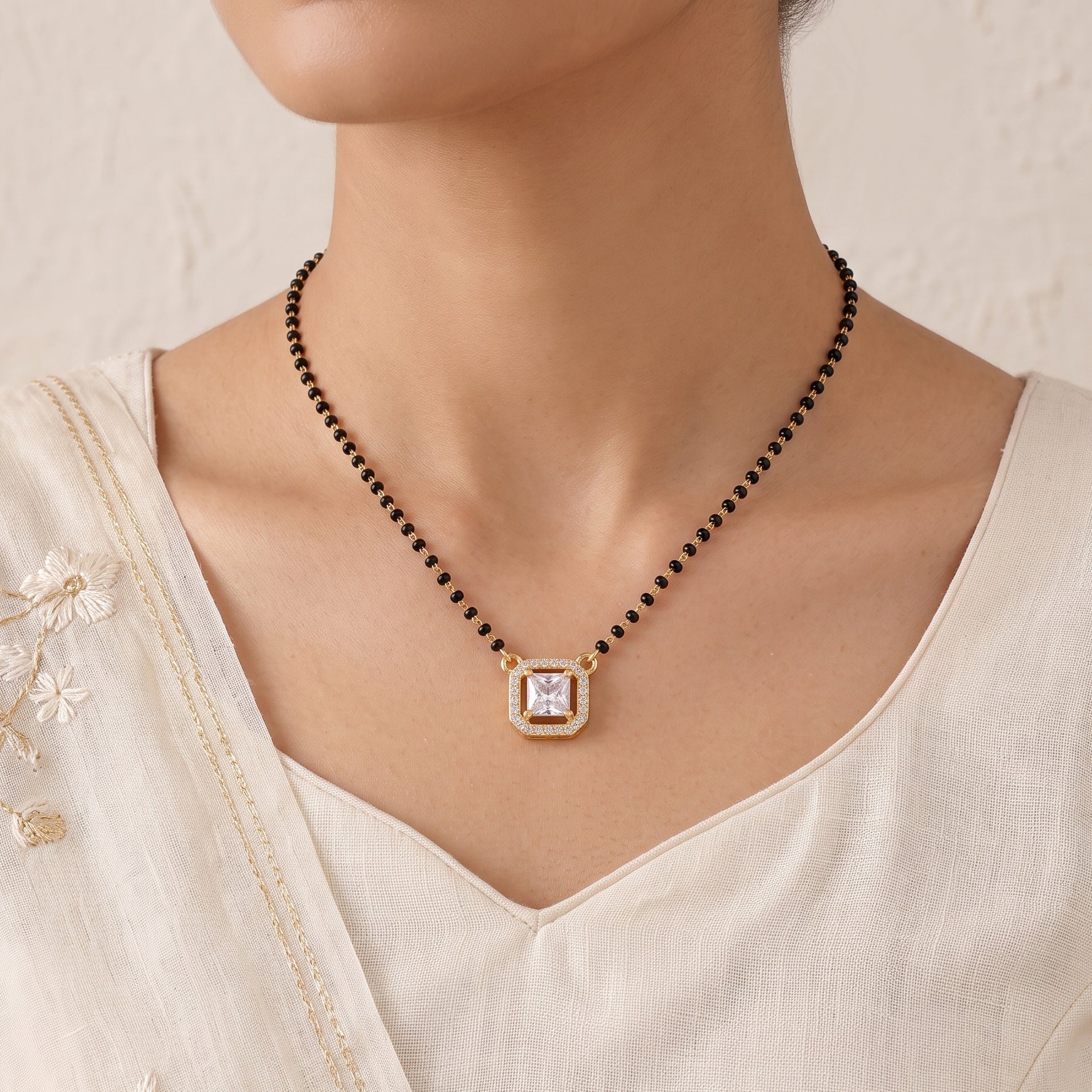 Regal Square – Gold-Tone Modern Mangalsutra for Women