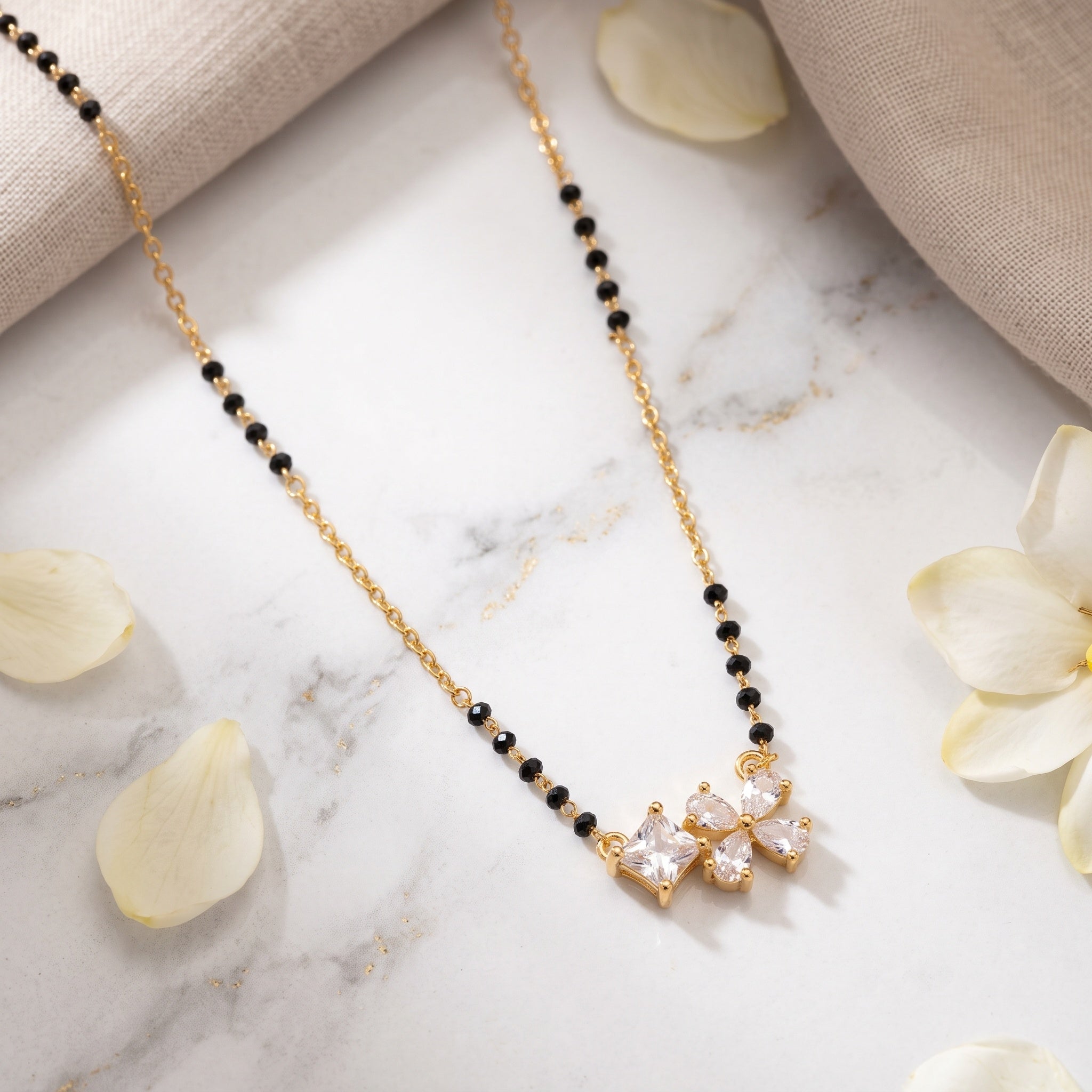 Flora Grace Mangalsutra – Premium Gold-Tone Floral for Women