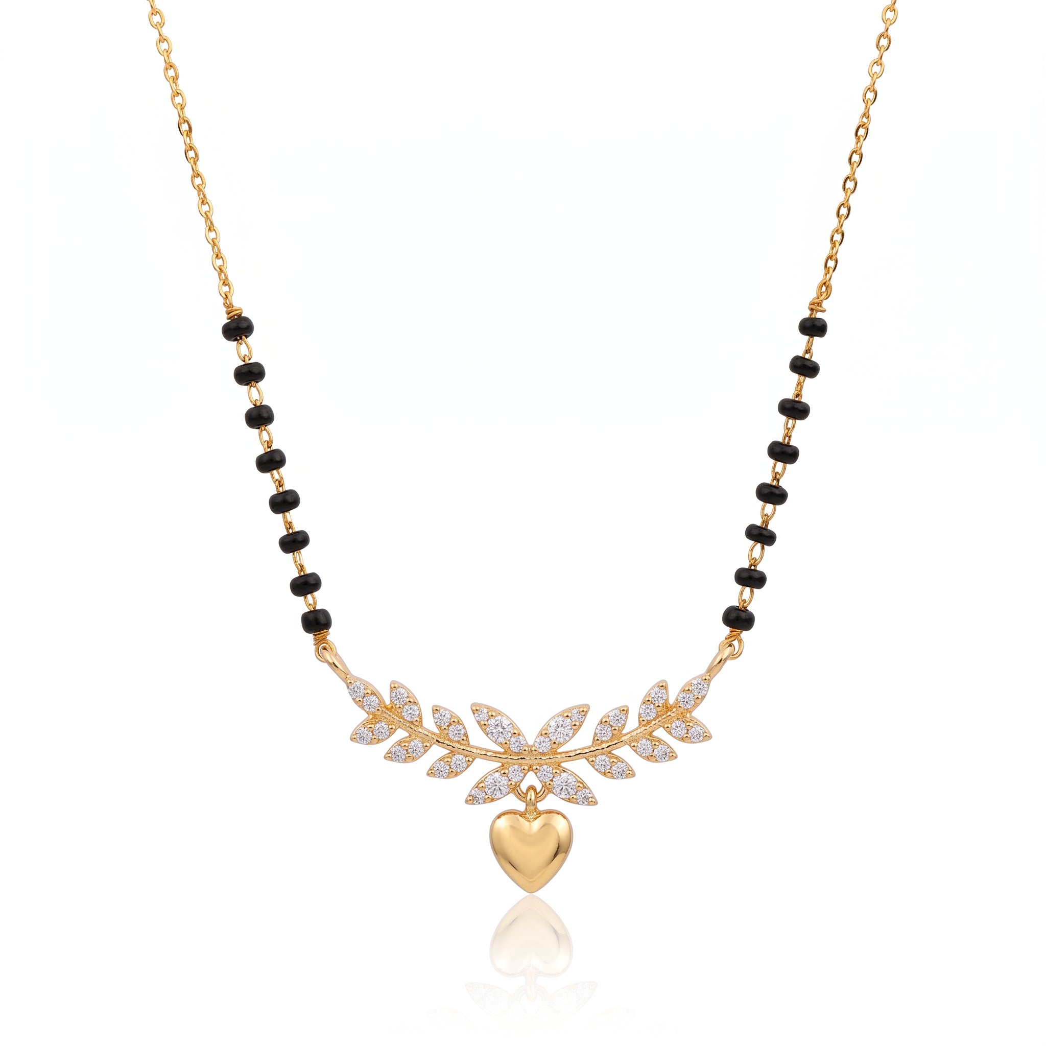 Everheart Mangalsutra – Gold-Tone Floral Black Bead for Women