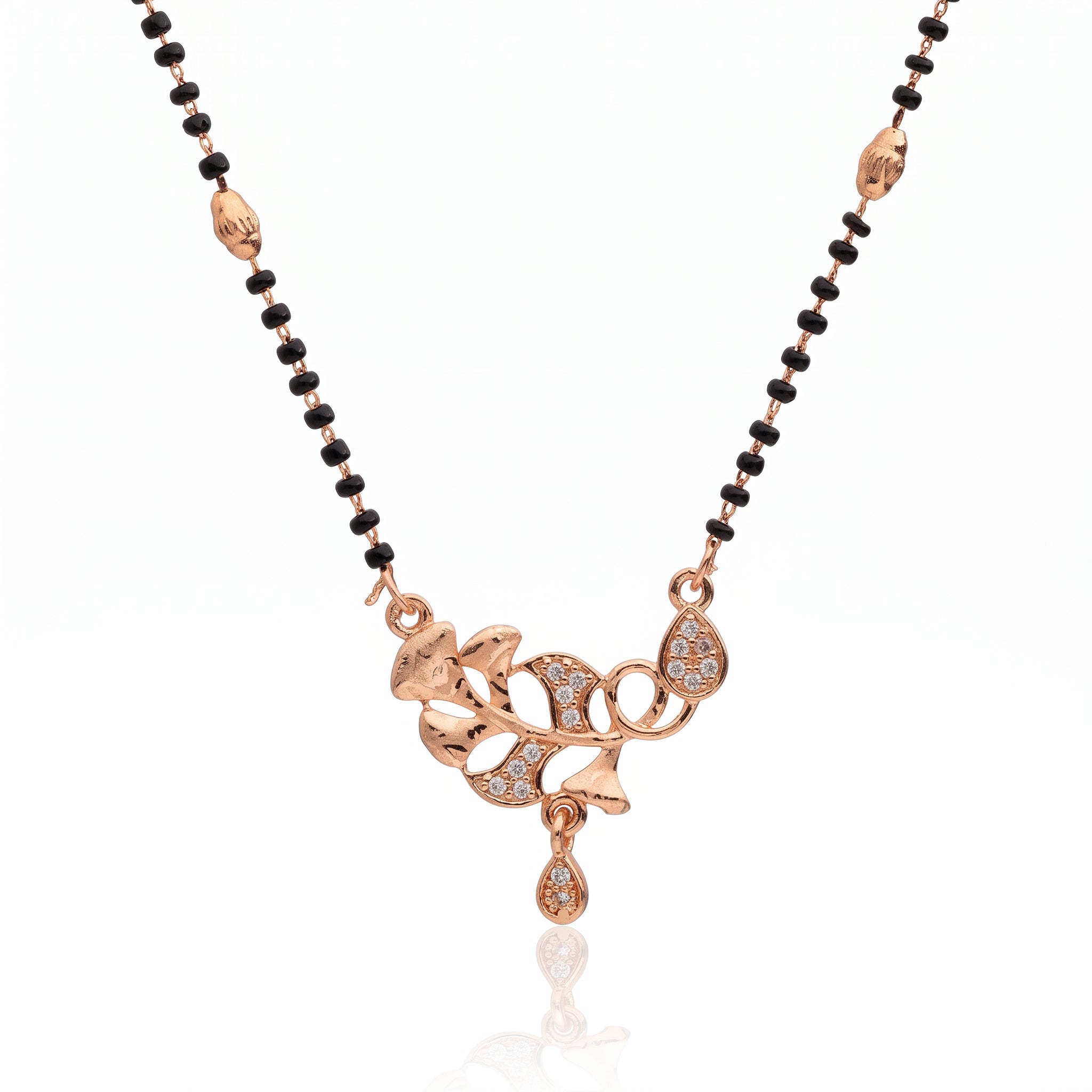 Botanica Grace – Premium Rose Gold Floral Vine CZ Mangalsutra Necklace for Women