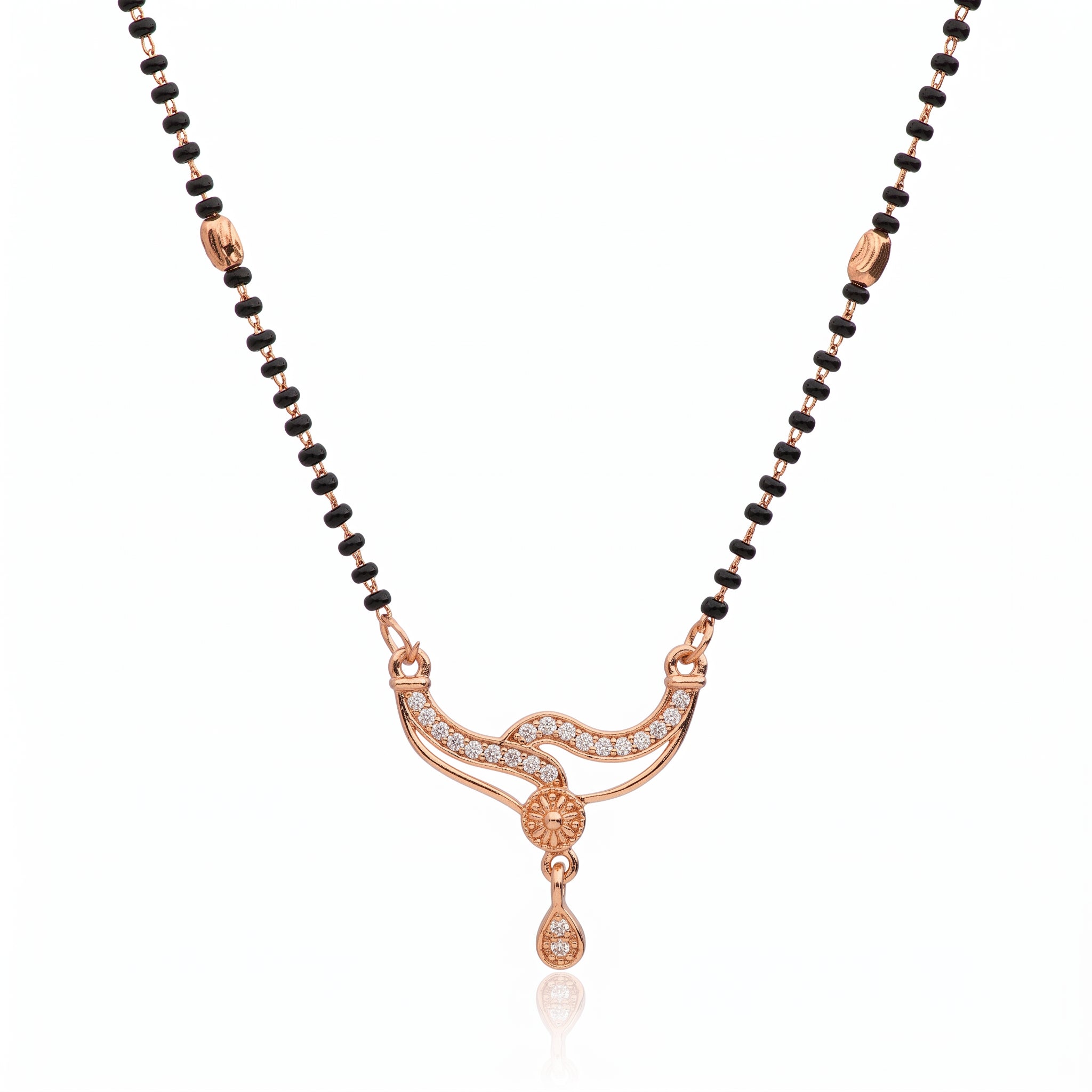 Serene Curve – Premium Rose Gold CZ Designer Mangalsutra for Women