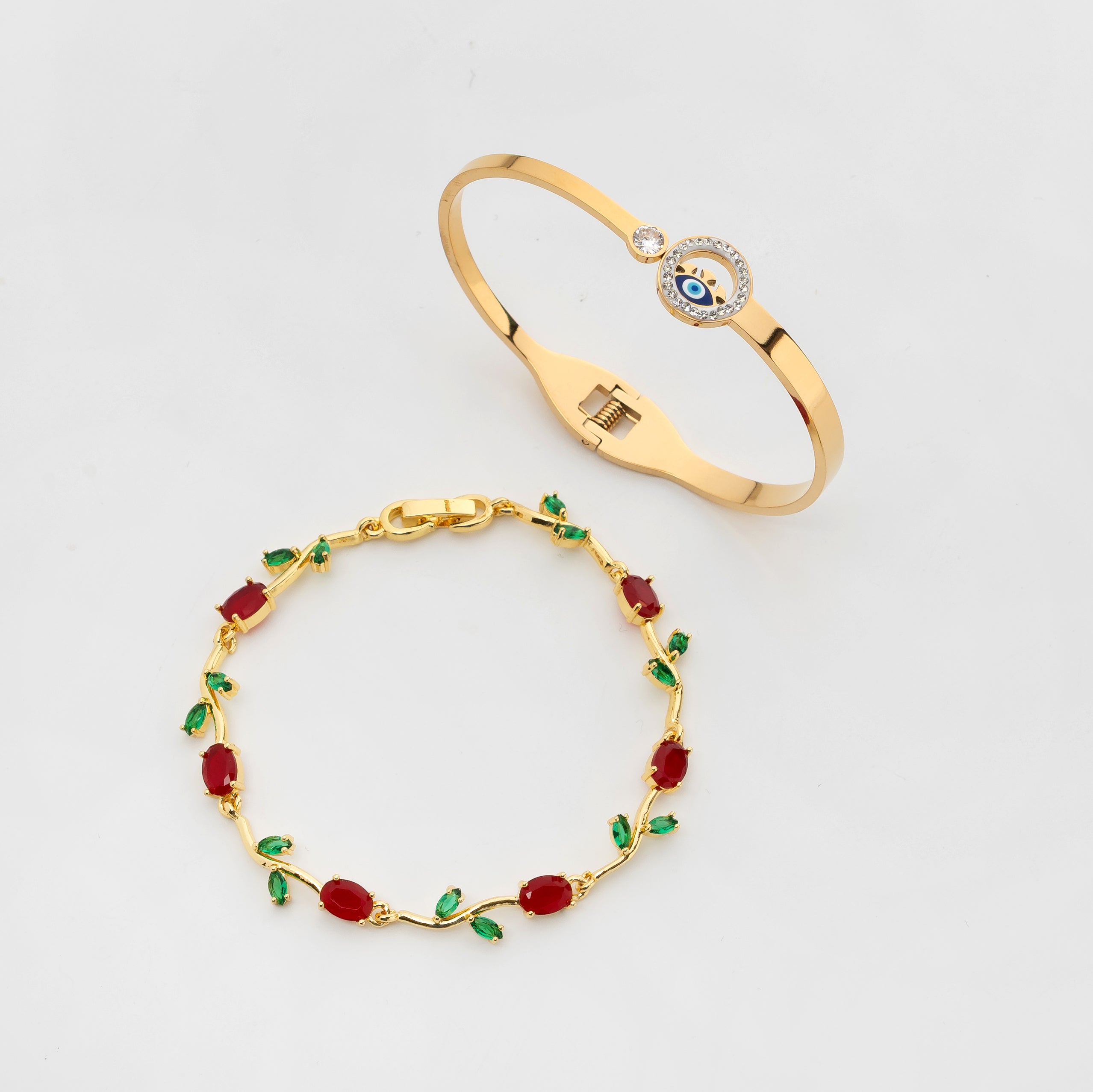 Guardian Halo – Premium Gold Evil Eye Cuff Bracelet for Women