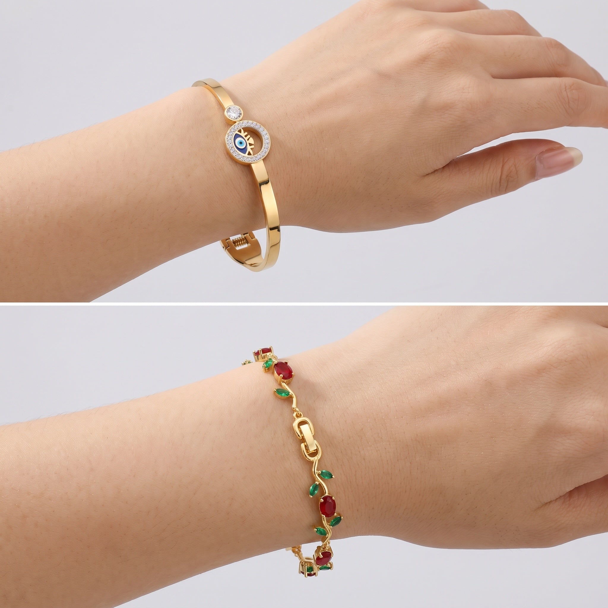 Guardian Halo – Premium Gold Evil Eye Cuff Bracelet for Women