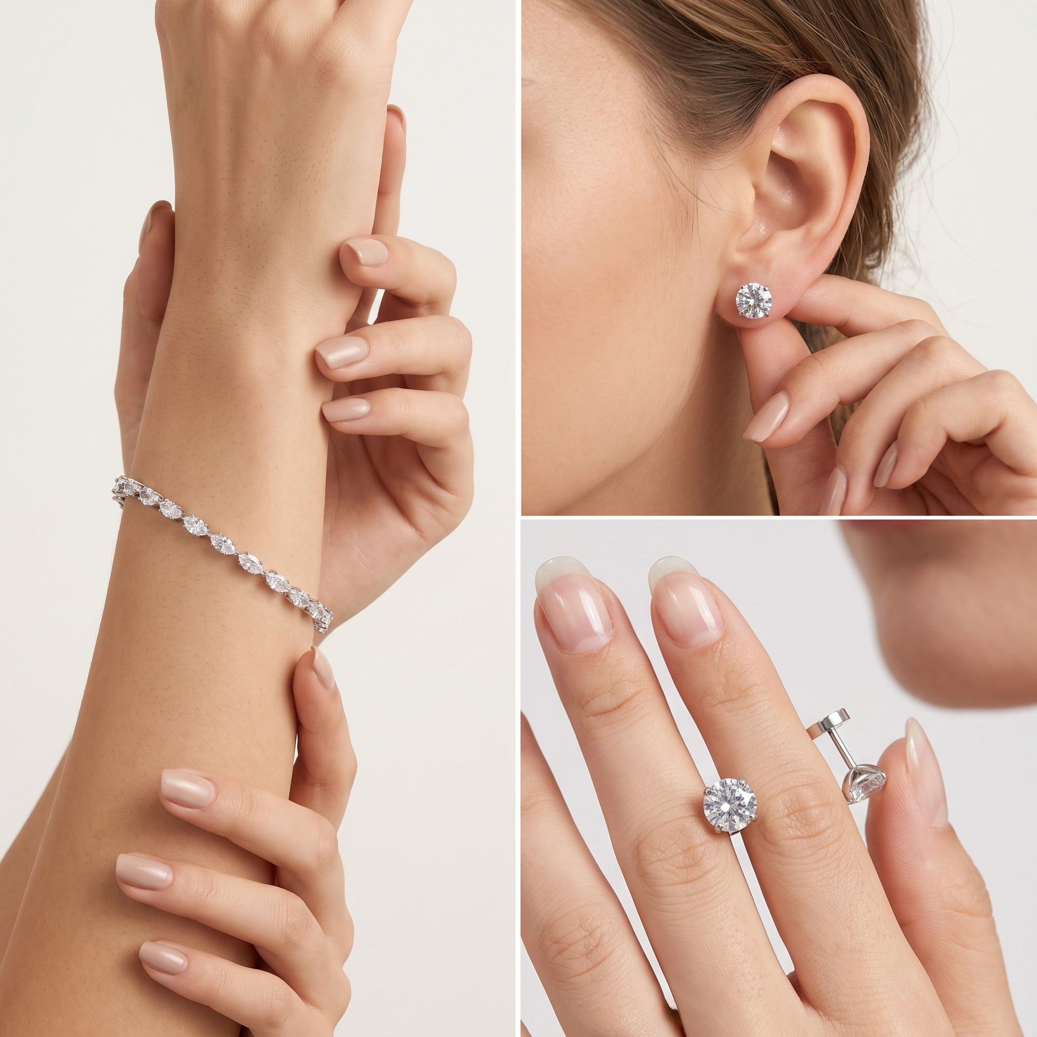 Luna Royale – Premium Silver Round Solitaire Stud Earrings for Women
