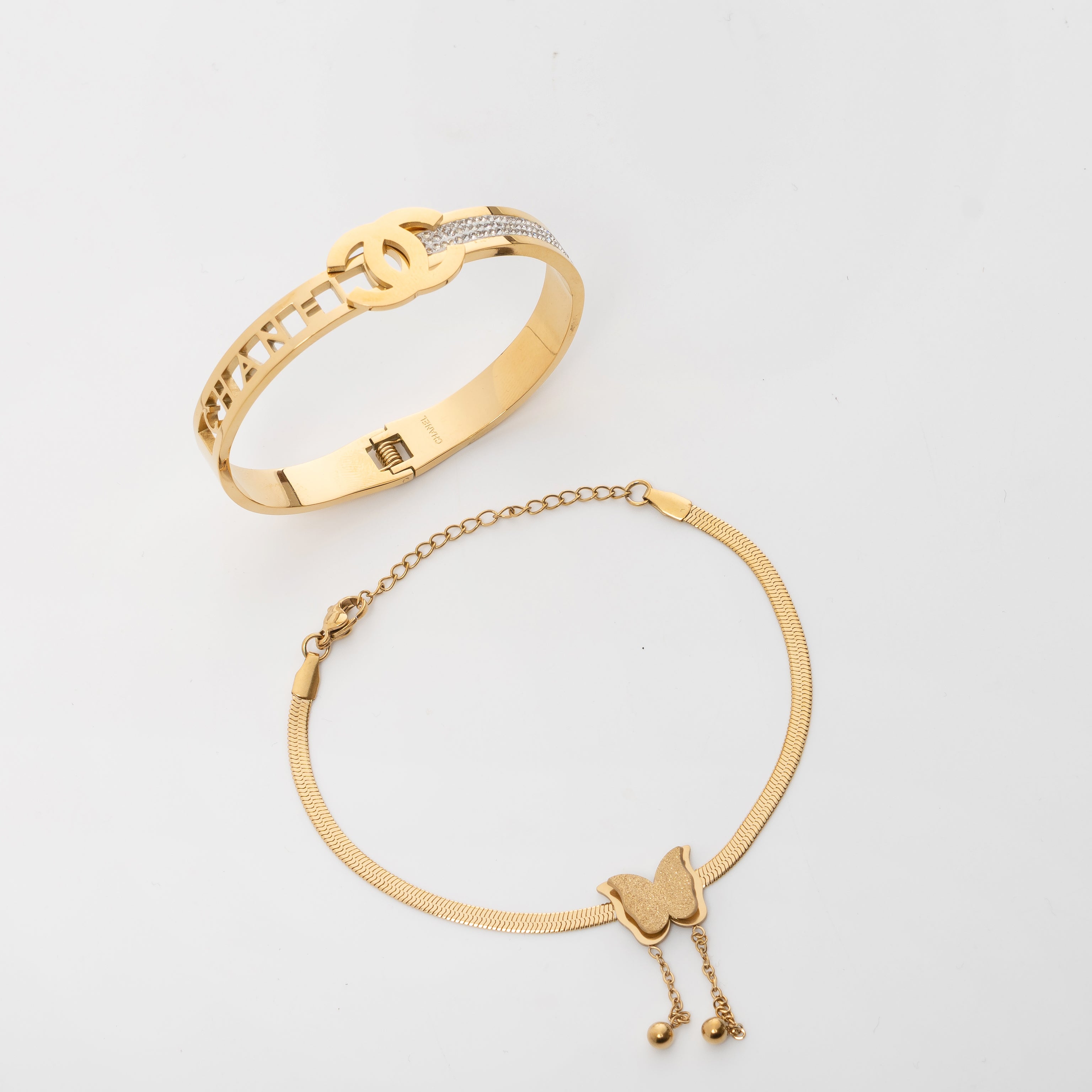 Monarch Luxe Cuff – Premium Gold Crystal Open Bracelet Combo for Women