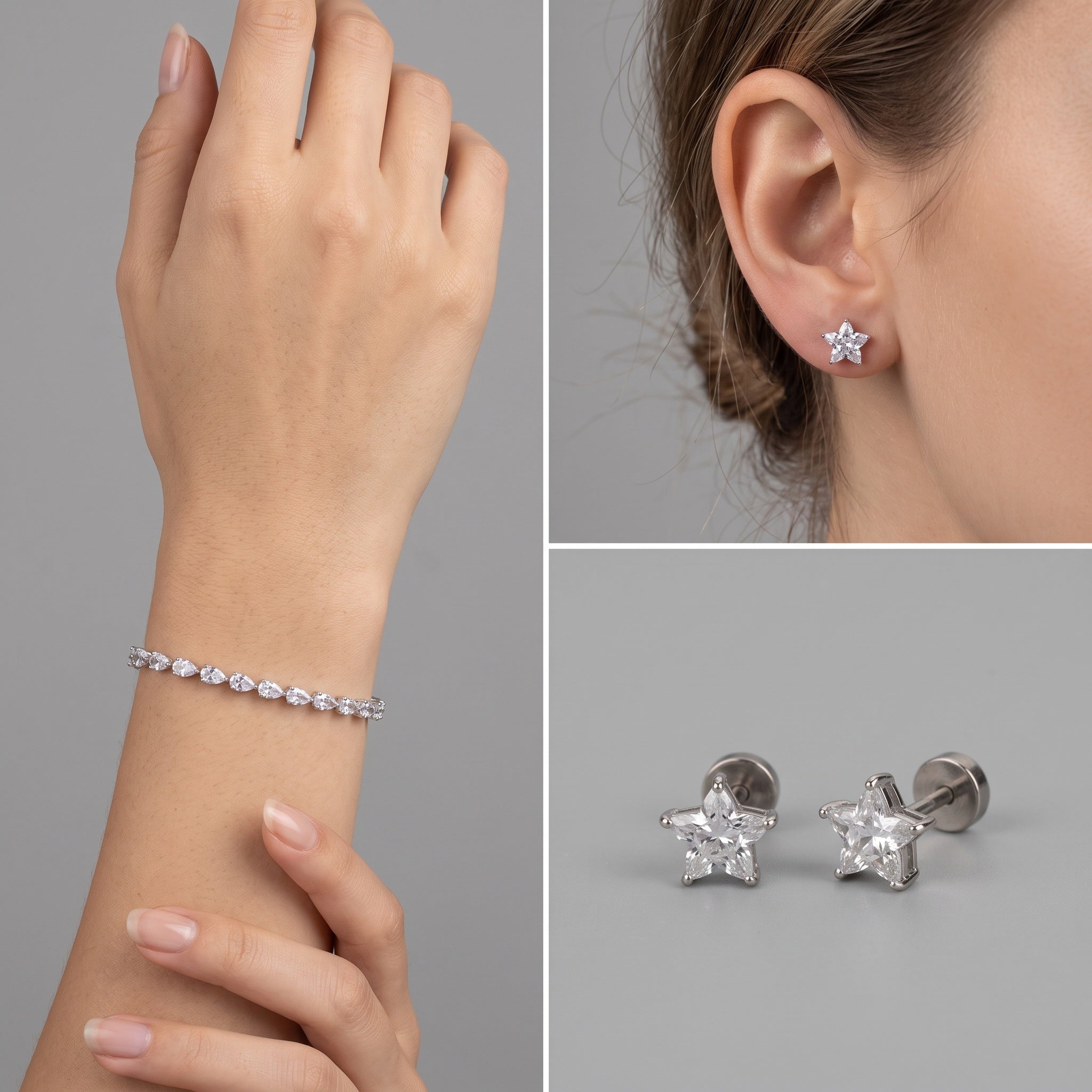 Celestial Nova – Premium Silver Star Stud Earrings for Women