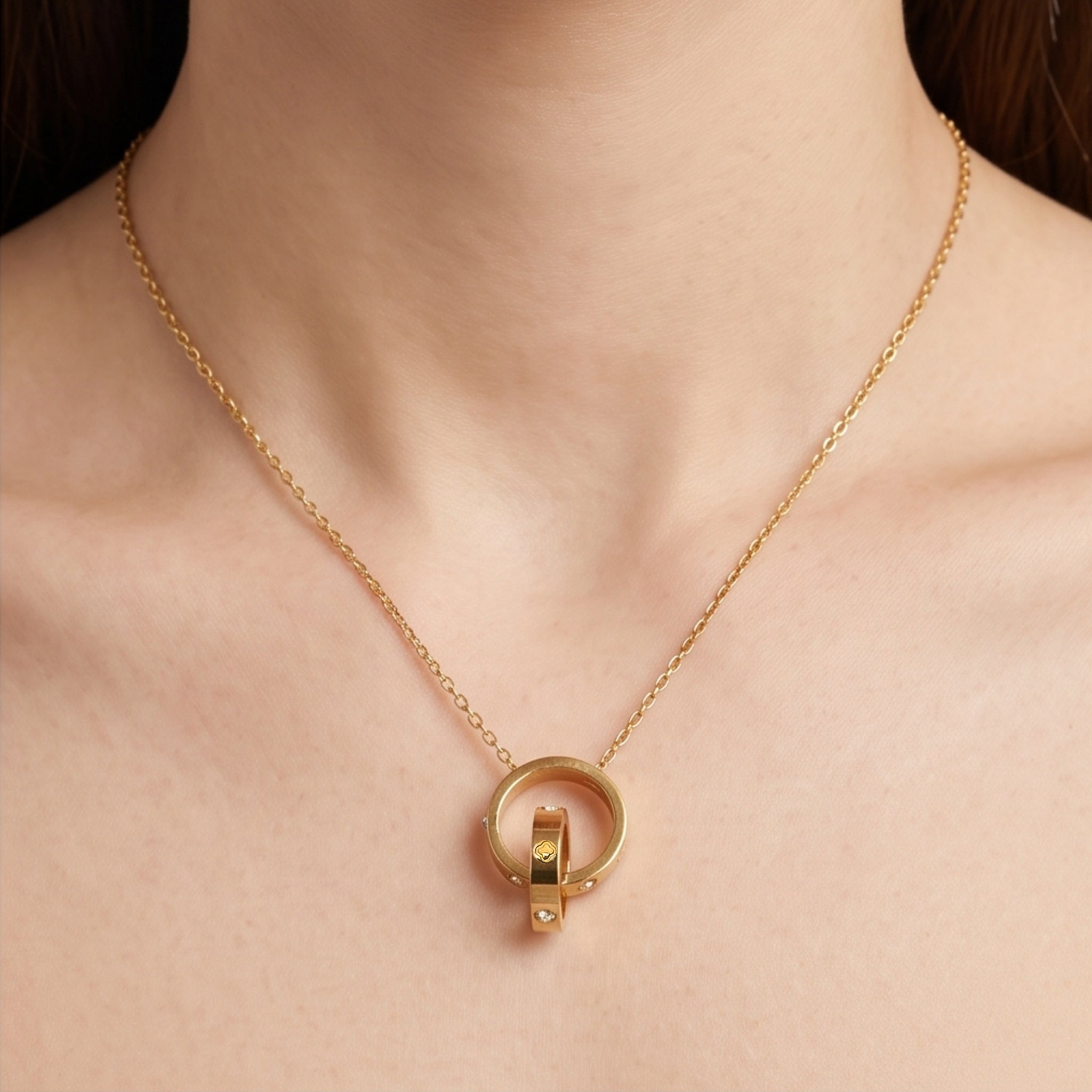 Luxe Orbit Set – Premium Gold Geometric Necklace, Crystal Bangle & Stud Earrings for Women