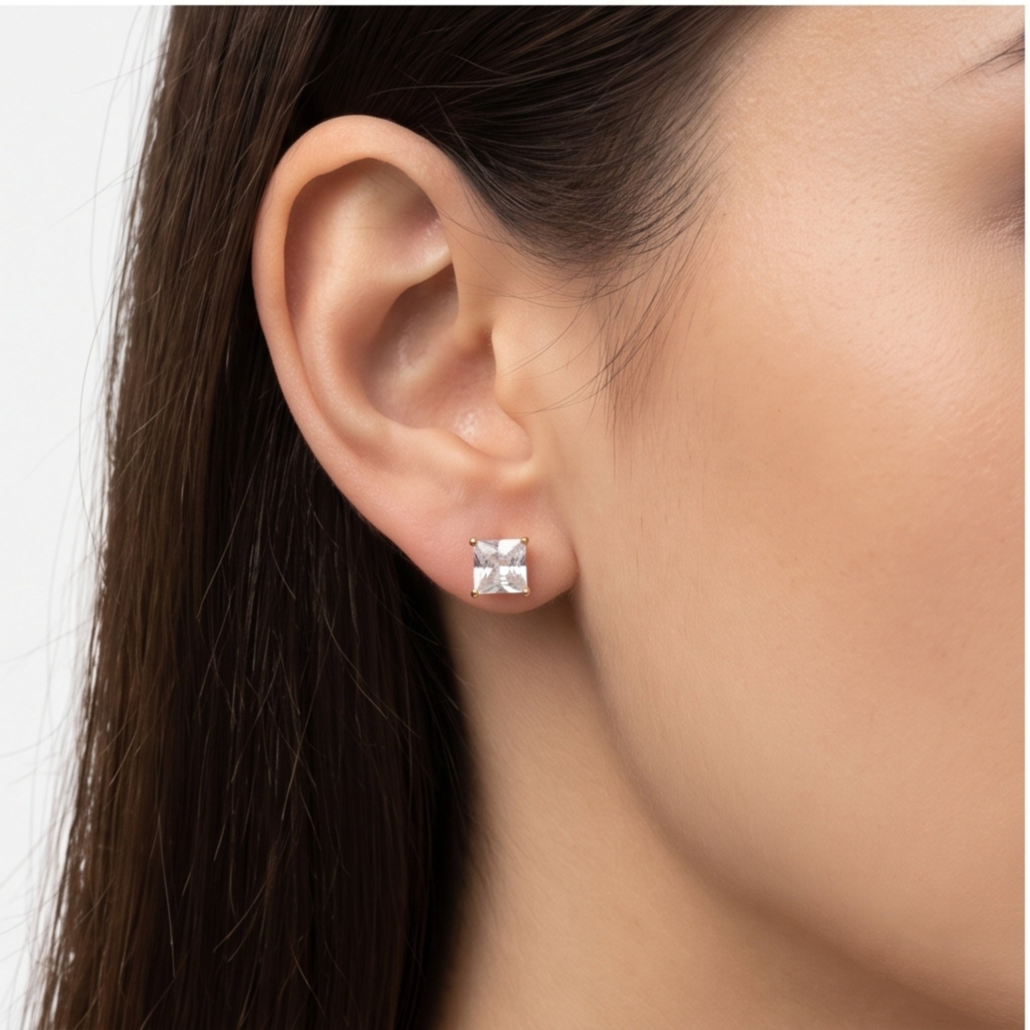 Auric Cube Set – Premium Gold Geometric Necklace, Crystal Bangle & Stud Earrings for Women