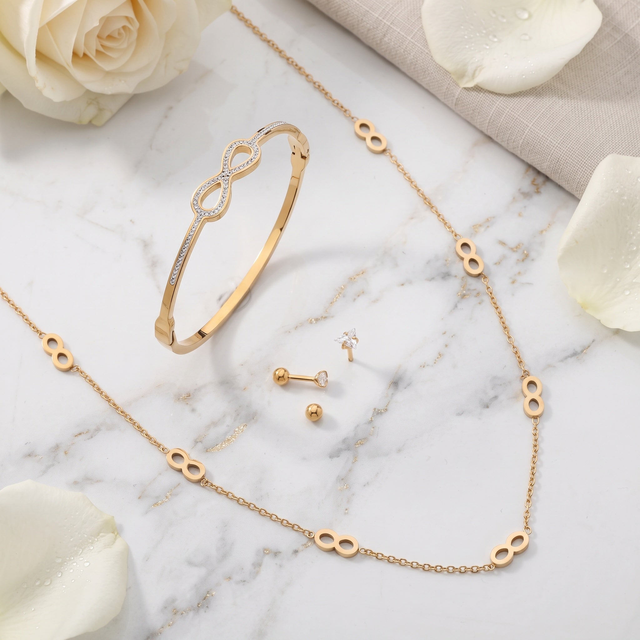 Infinity Élan Set – Premium Gold Infinity Jewelry Set for Women