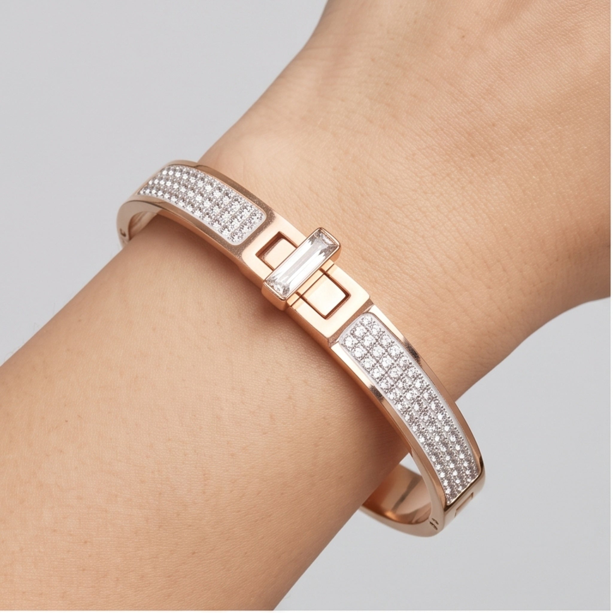 Luxe Prism Set – Premium Rose Gold Crystal Jewelry Set for Women