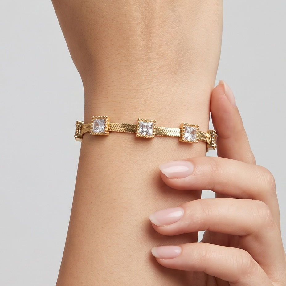 Luxe Prism Set – Premium Rose Gold Crystal Jewelry Set for Women