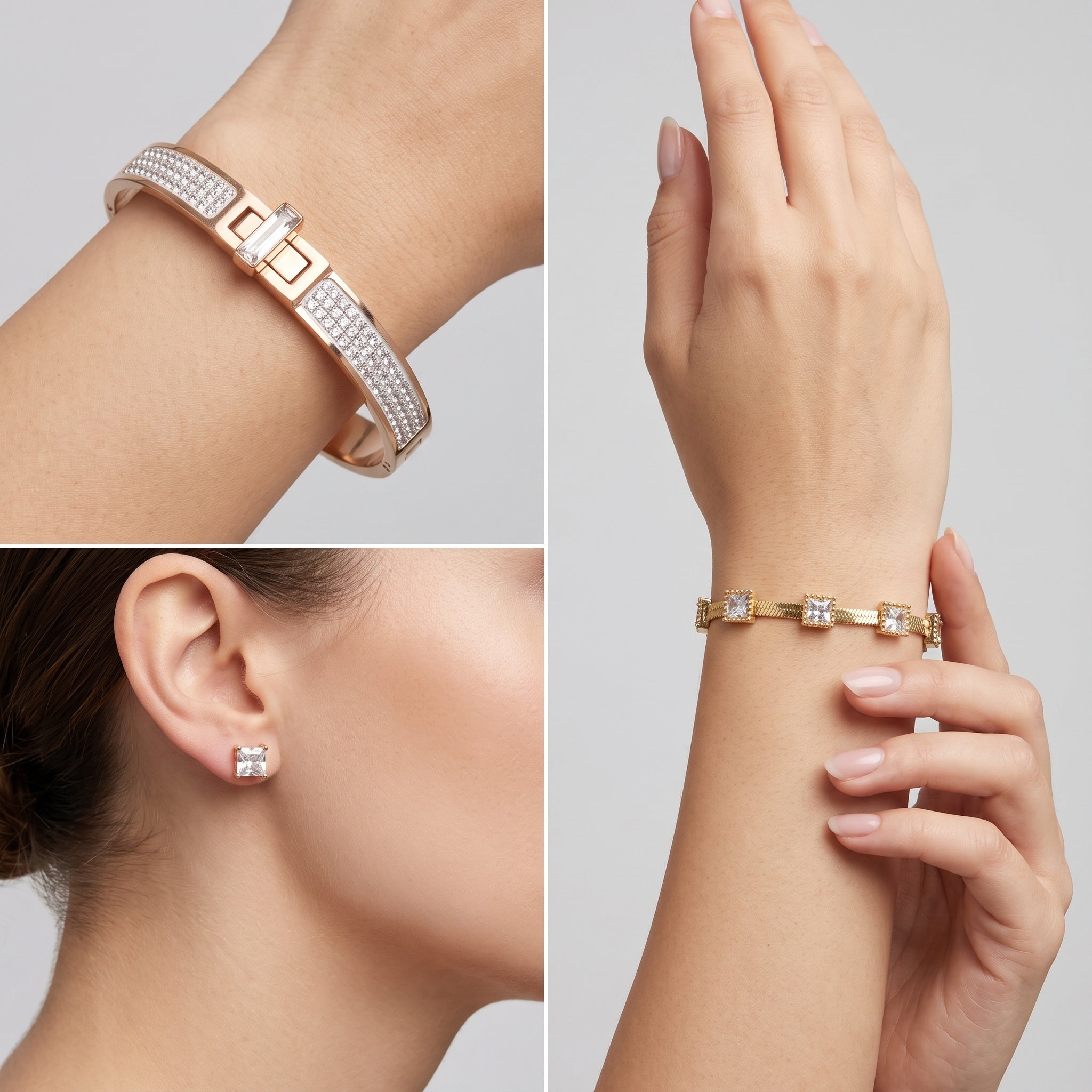 Luxe Prism Set – Premium Rose Gold Crystal Jewelry Set for Women