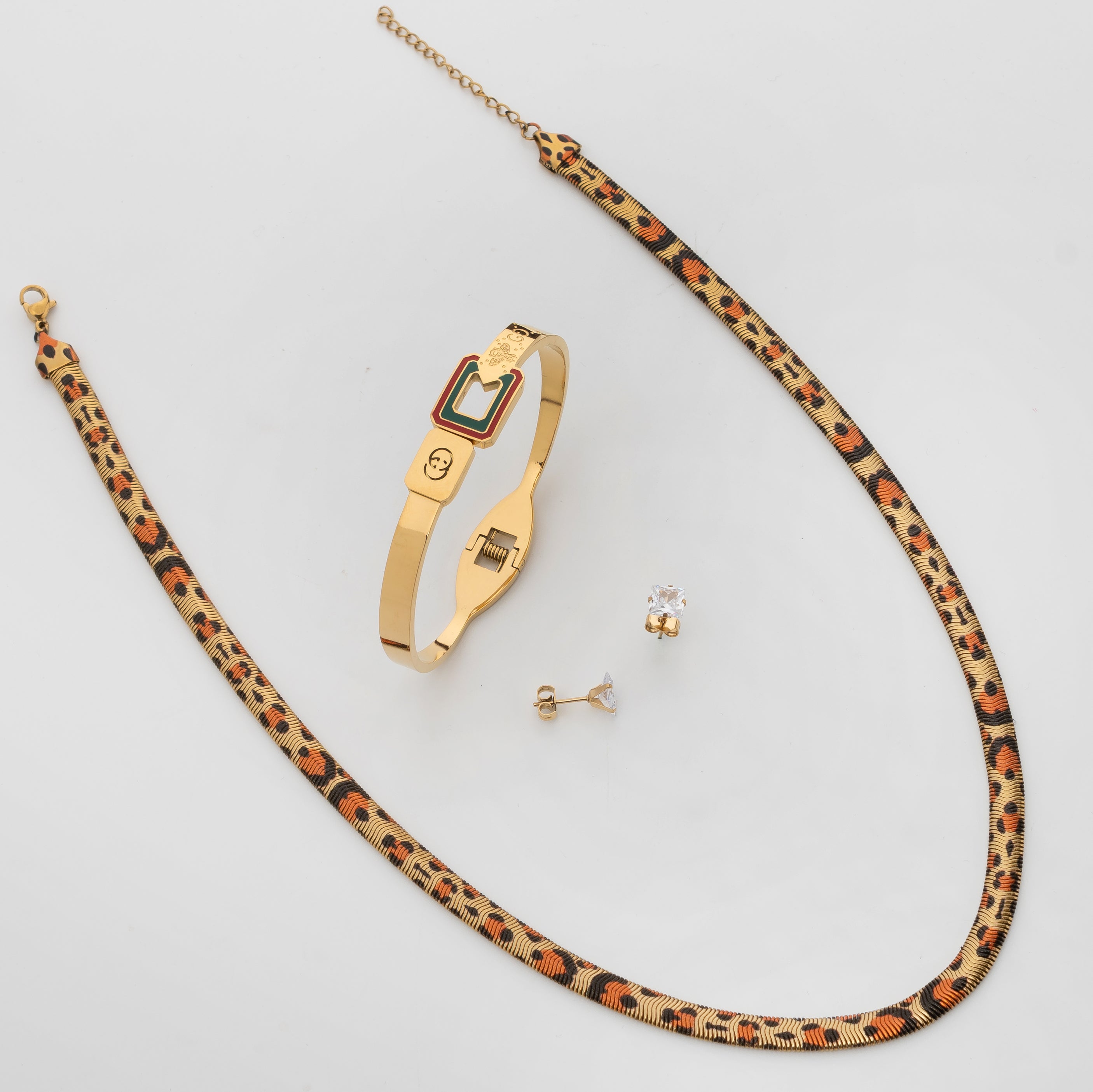 Savanna Luxe Set – Premium Gold Animal Print Jewelry Set for Women