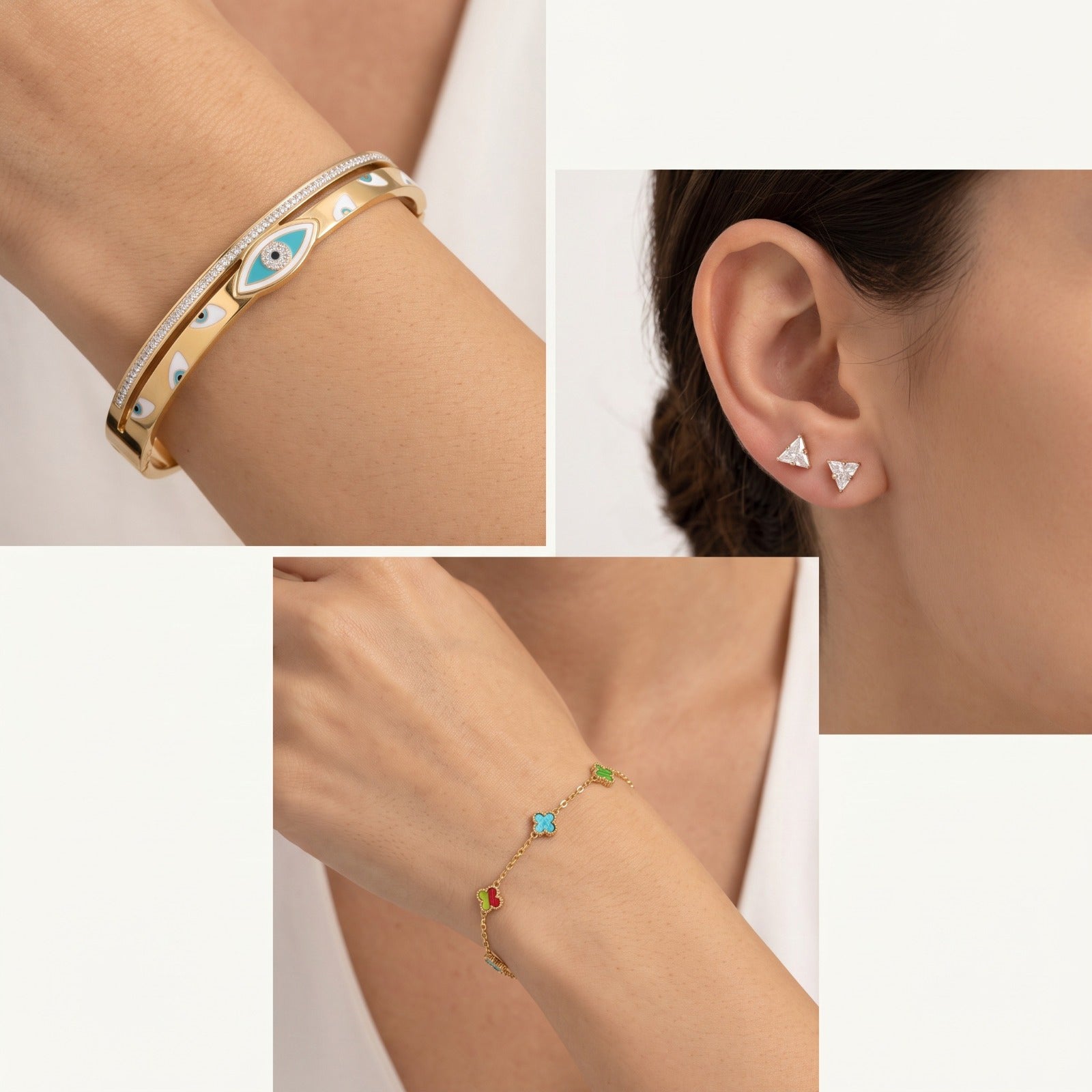Astra Eye Cuff – Premium Gold Evil Eye Enamel Bracelet for Women